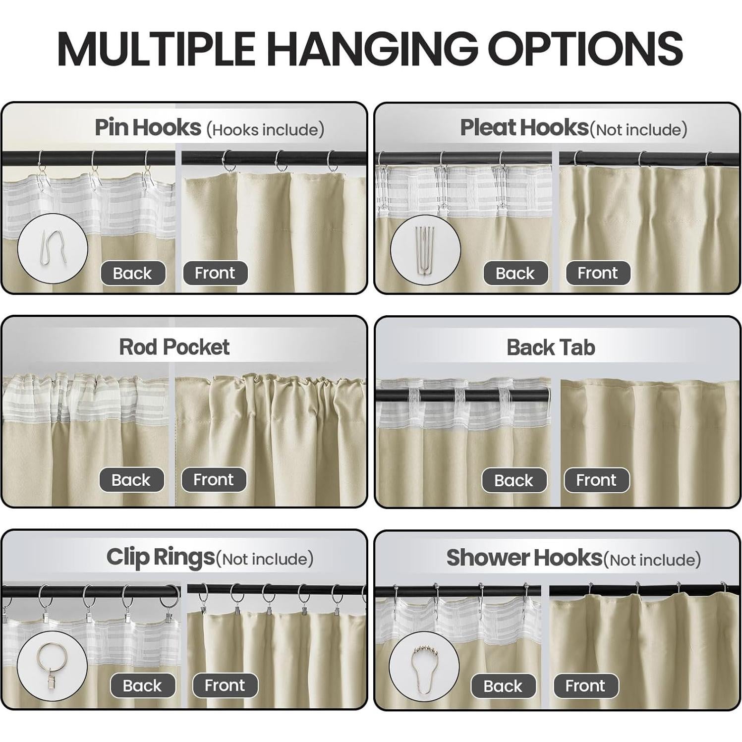 Cortinas Beige Blackout Grichril 132x183 cm 2 Paneles