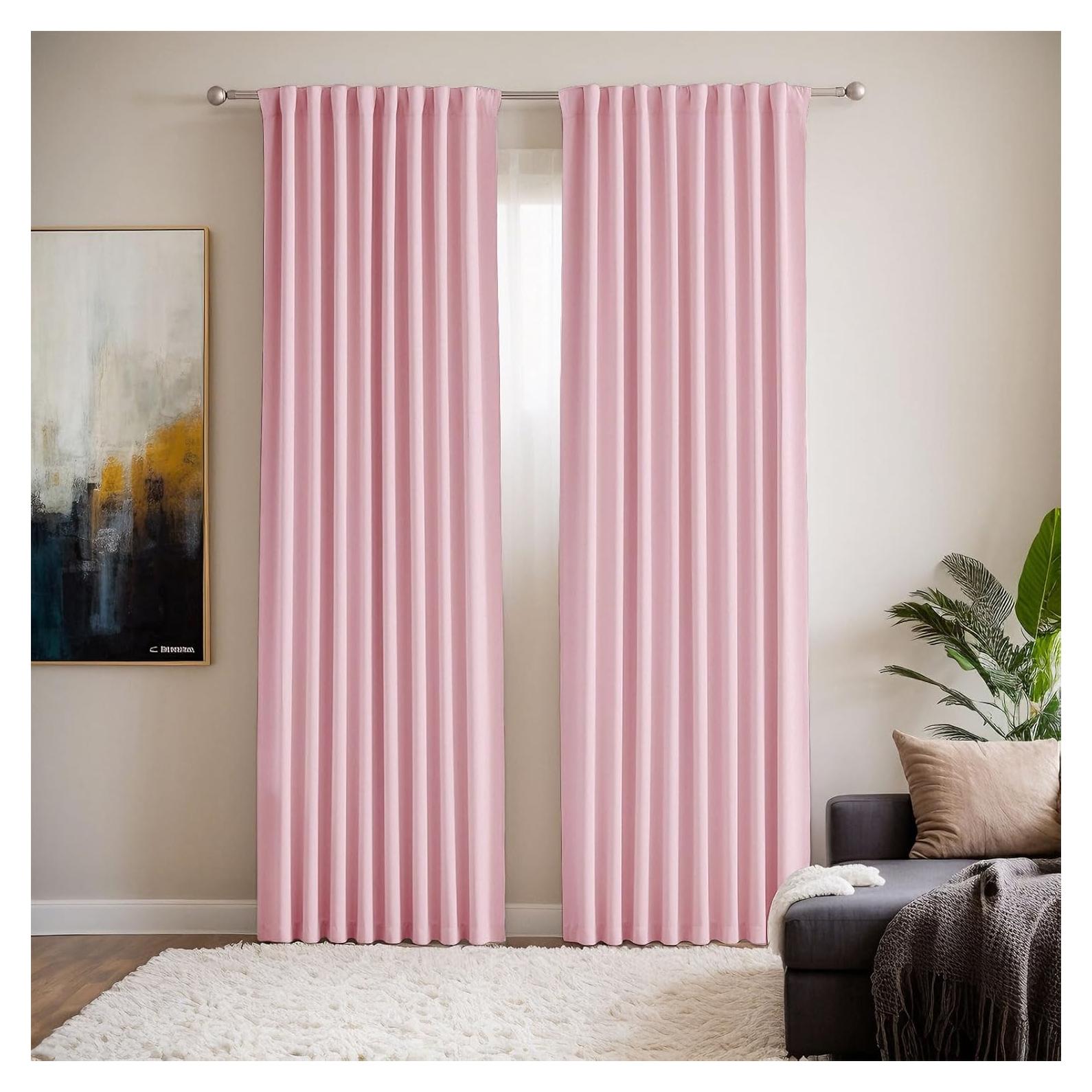 Cortinas Opacas Rosa Fucsia Grichril 132 x 229 cm Juego de 2