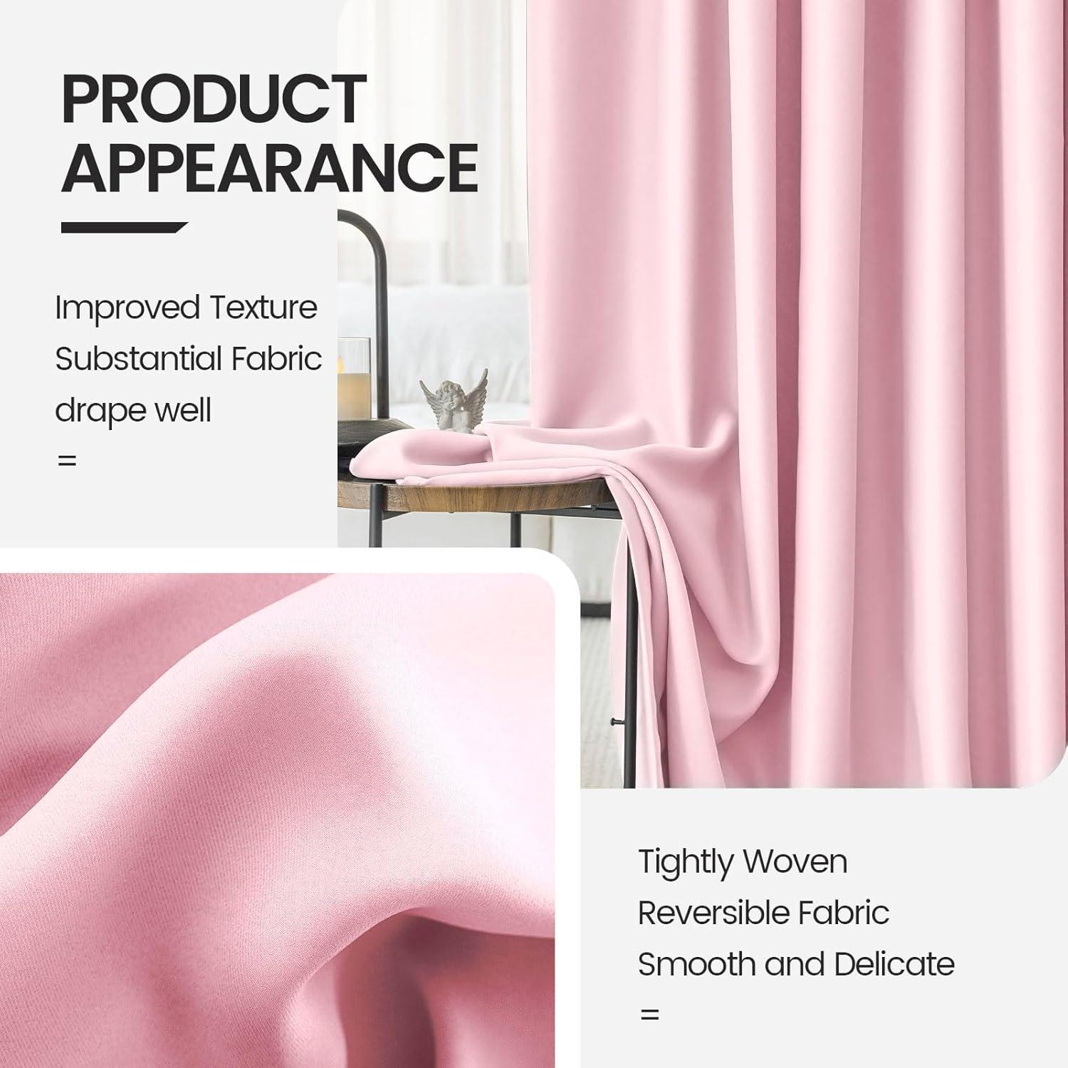 Cortinas Opacas Rosa Fucsia Grichril 132 x 229 cm Juego de 2