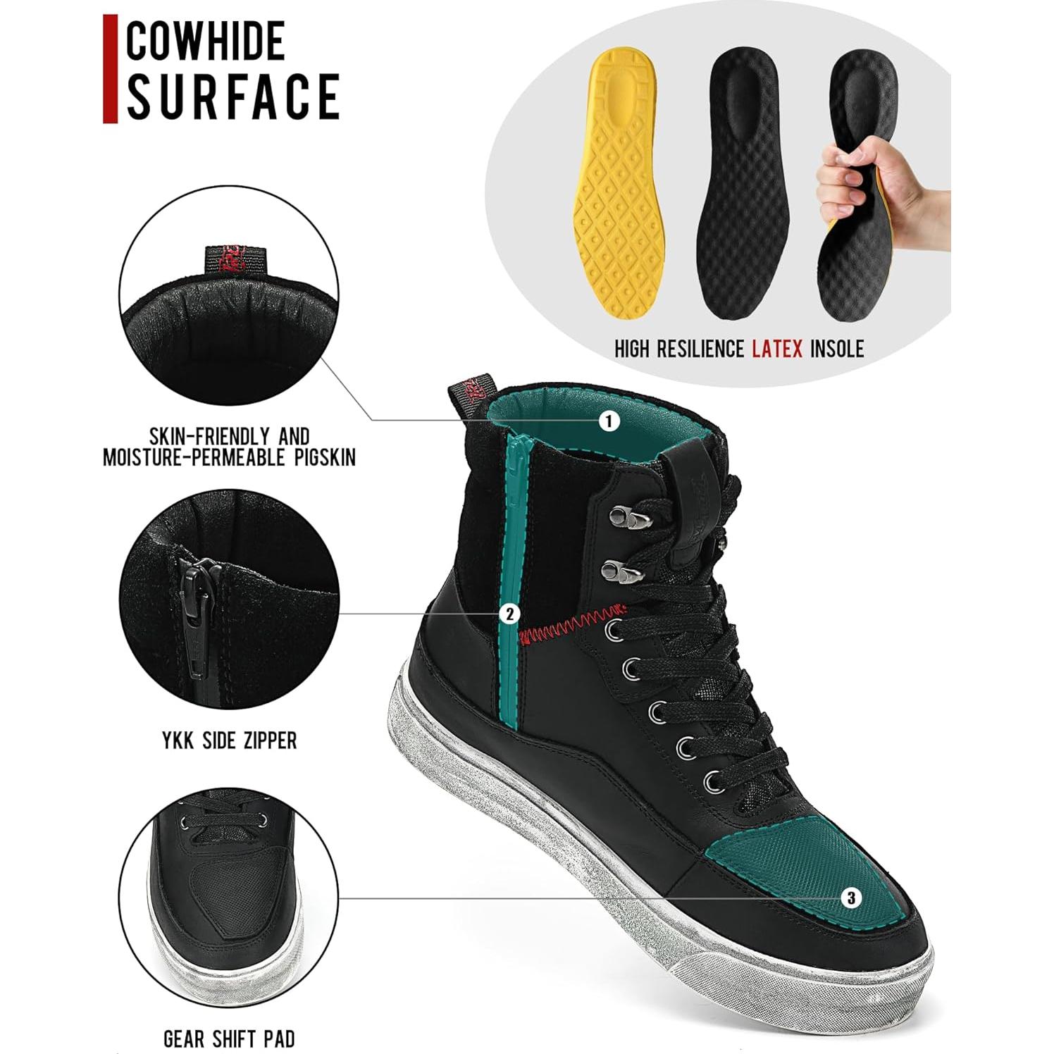 Botas de Motocicleta BORLENI de Cuero Impermeables Talla 8