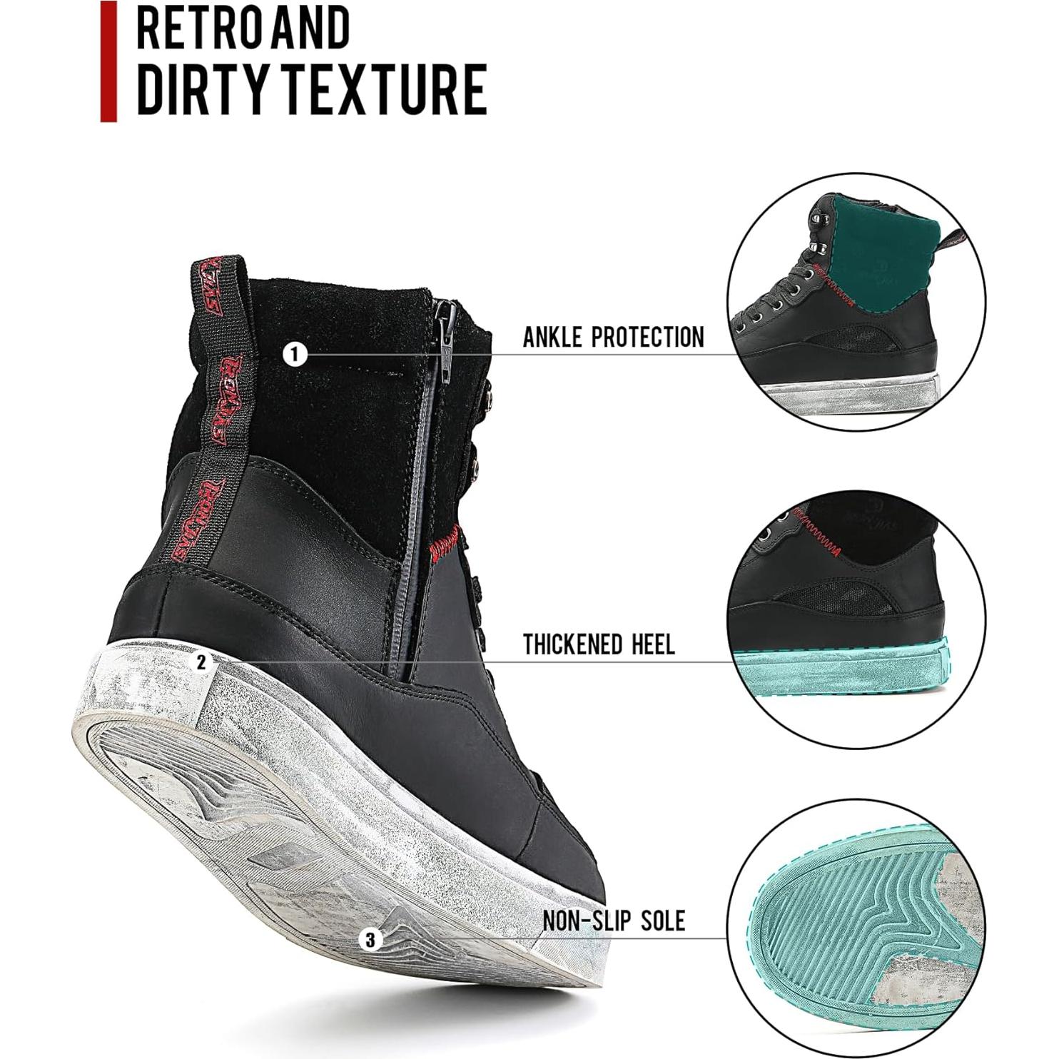 Botas de Motocicleta BORLENI de Cuero Impermeables Talla 8