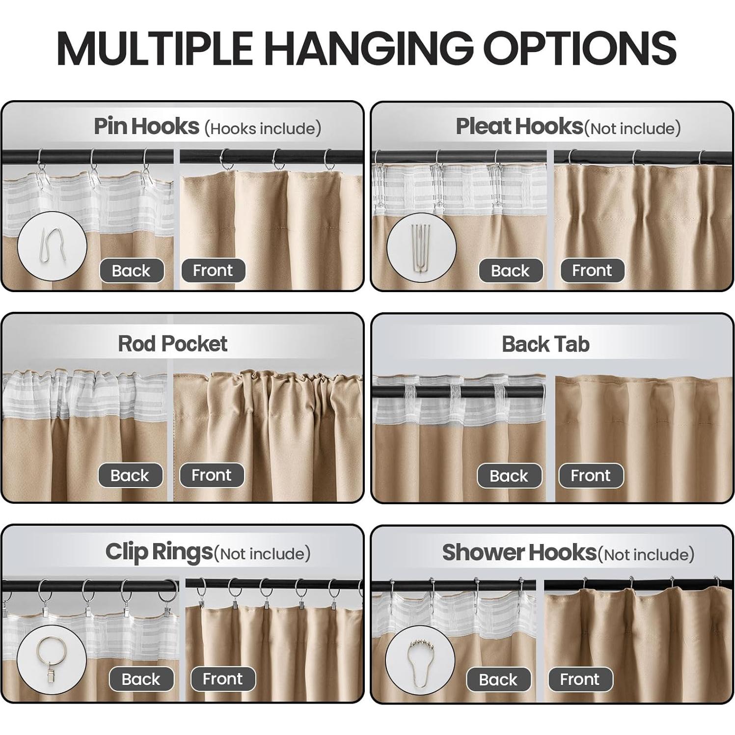 Cortinas Opacas Grichril 2 Paneles Caqui 132x182 cm