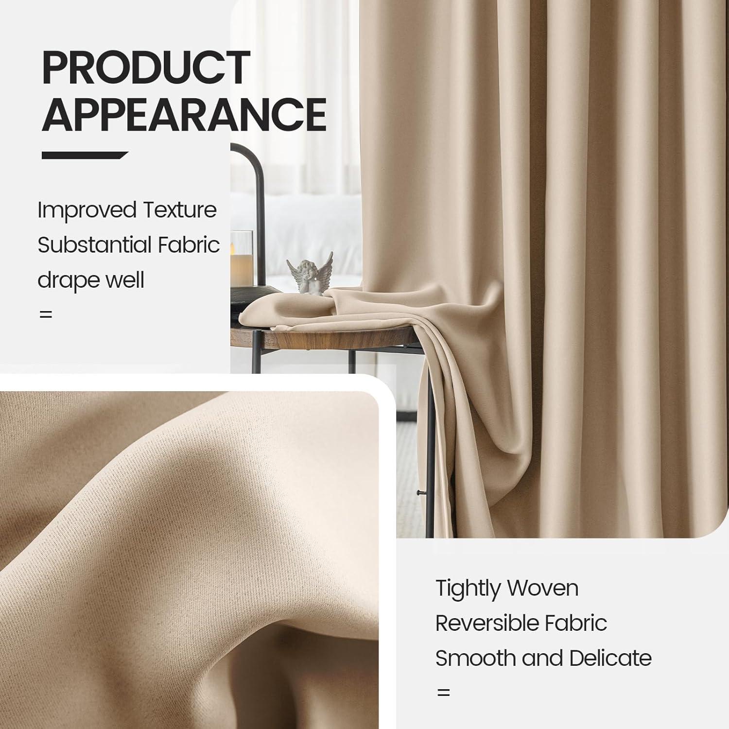 Cortinas Opacas Grichril 2 Paneles Caqui 132x182 cm