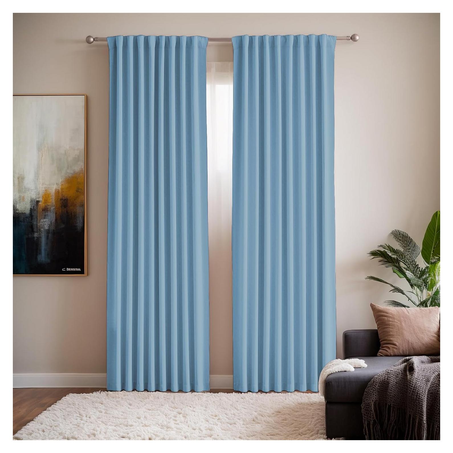 Cortinas Blackout Grichril 132 cm x 182 cm 2 Paneles Azul Cielo