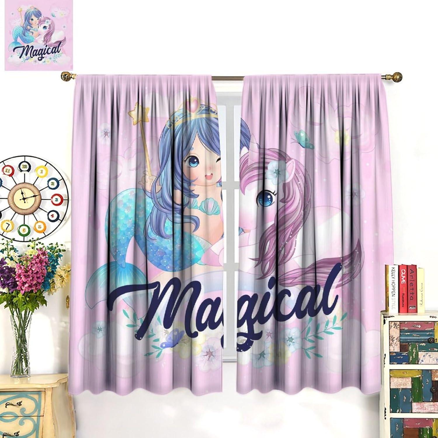 Cortinas Opacas AAVEUP Sirena Rosa 66x243 cm Paquete 2