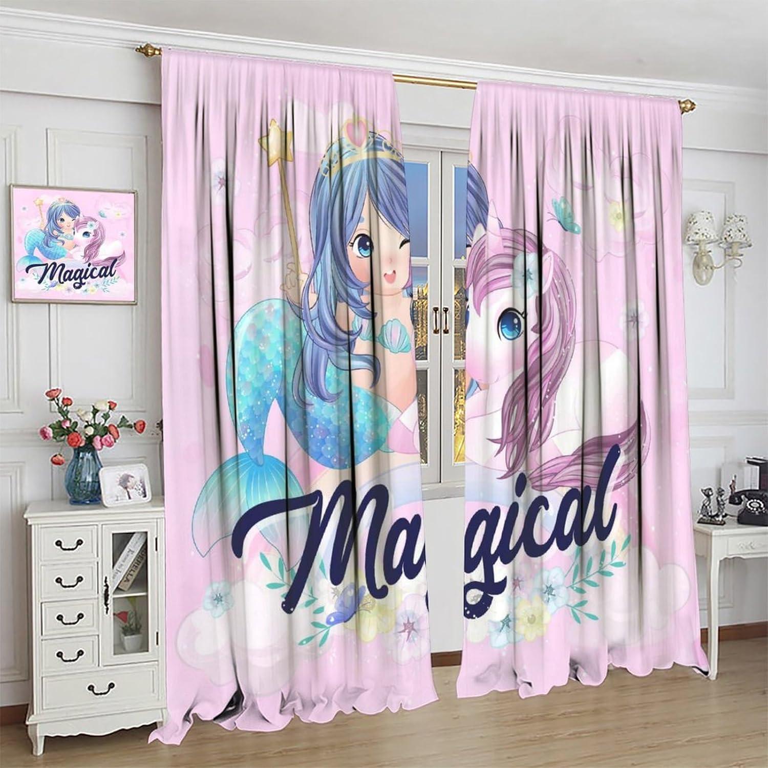 Cortinas Opacas AAVEUP Sirena Rosa 66x243 cm Paquete 2