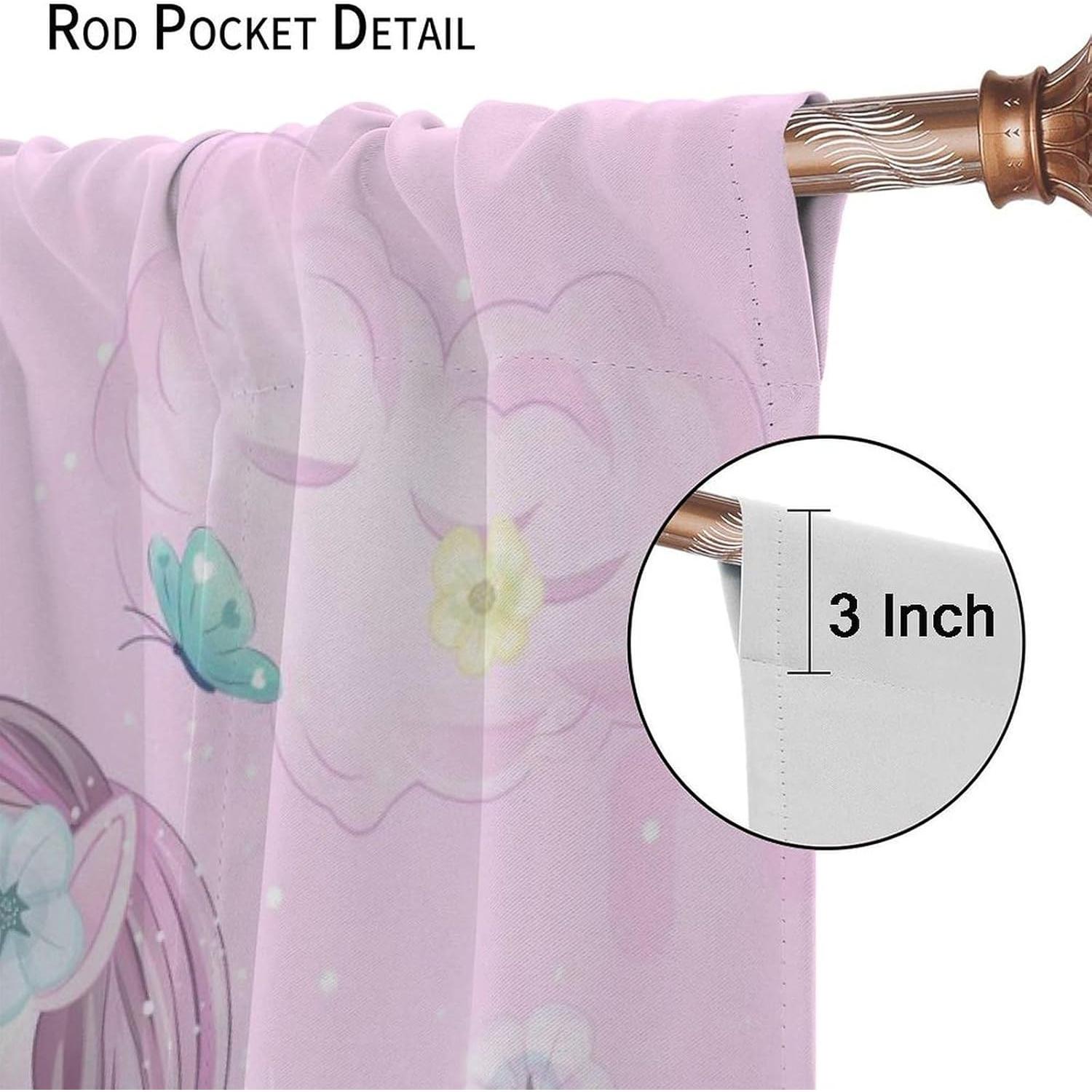 Cortinas Opacas AAVEUP Sirena Rosa 66x243 cm Paquete 2