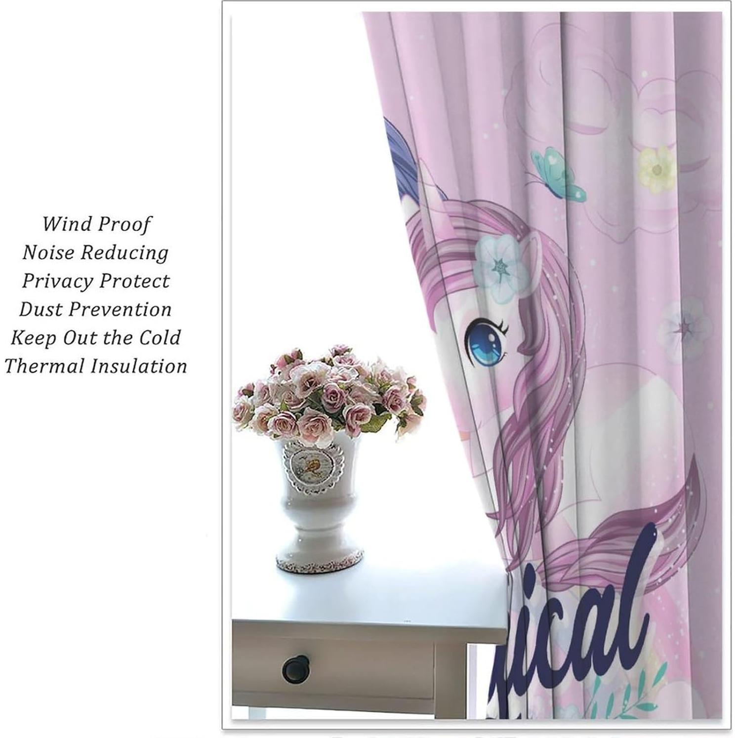 Cortinas Opacas AAVEUP Sirena Rosa 66x243 cm Paquete 2