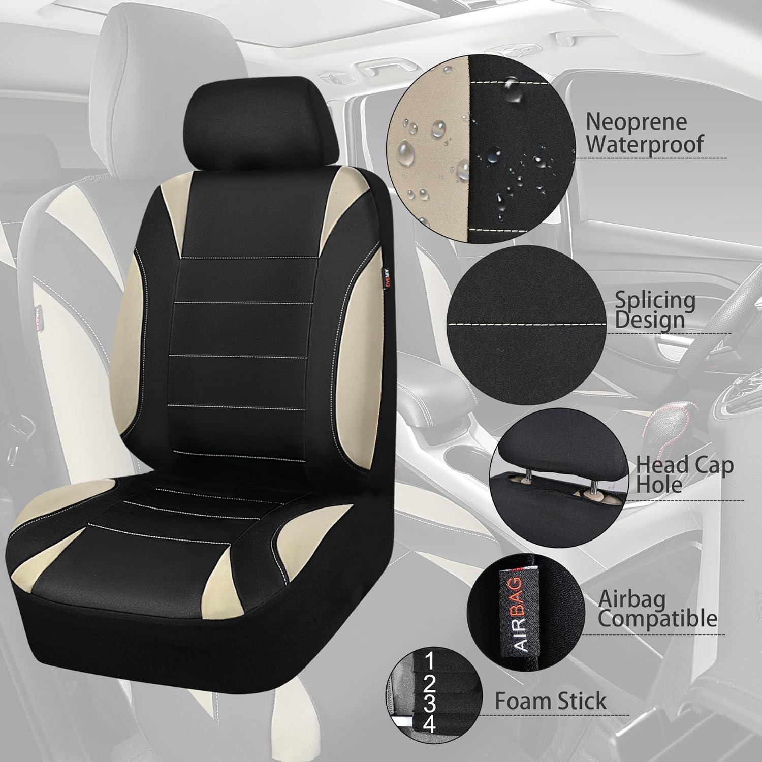 Fundas de Asiento de Coche CAR PASS Neopreno Impermeable Beige
