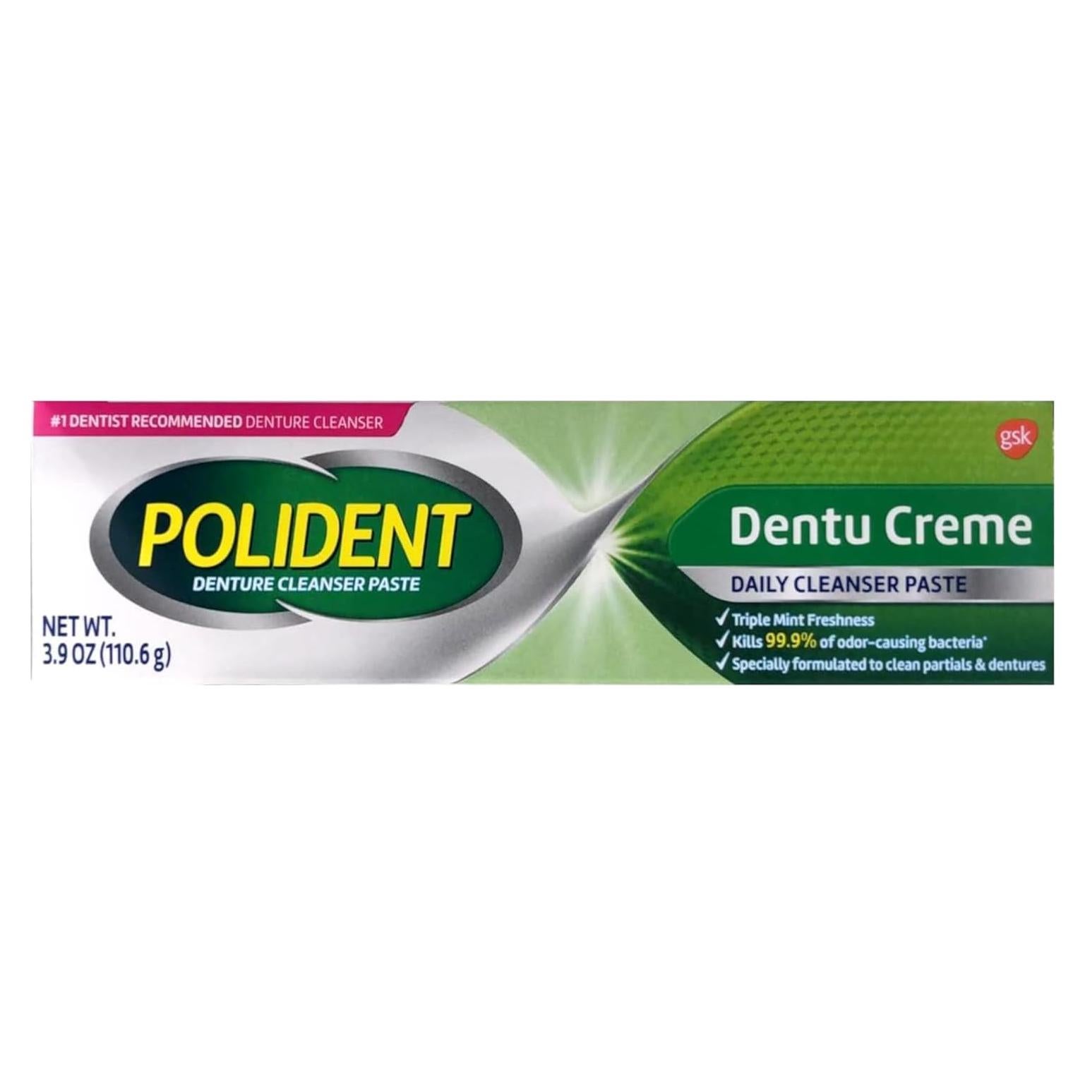 Limpiador de Dentaduras Polident Dentu-Creme 110 g - Paquete de 4