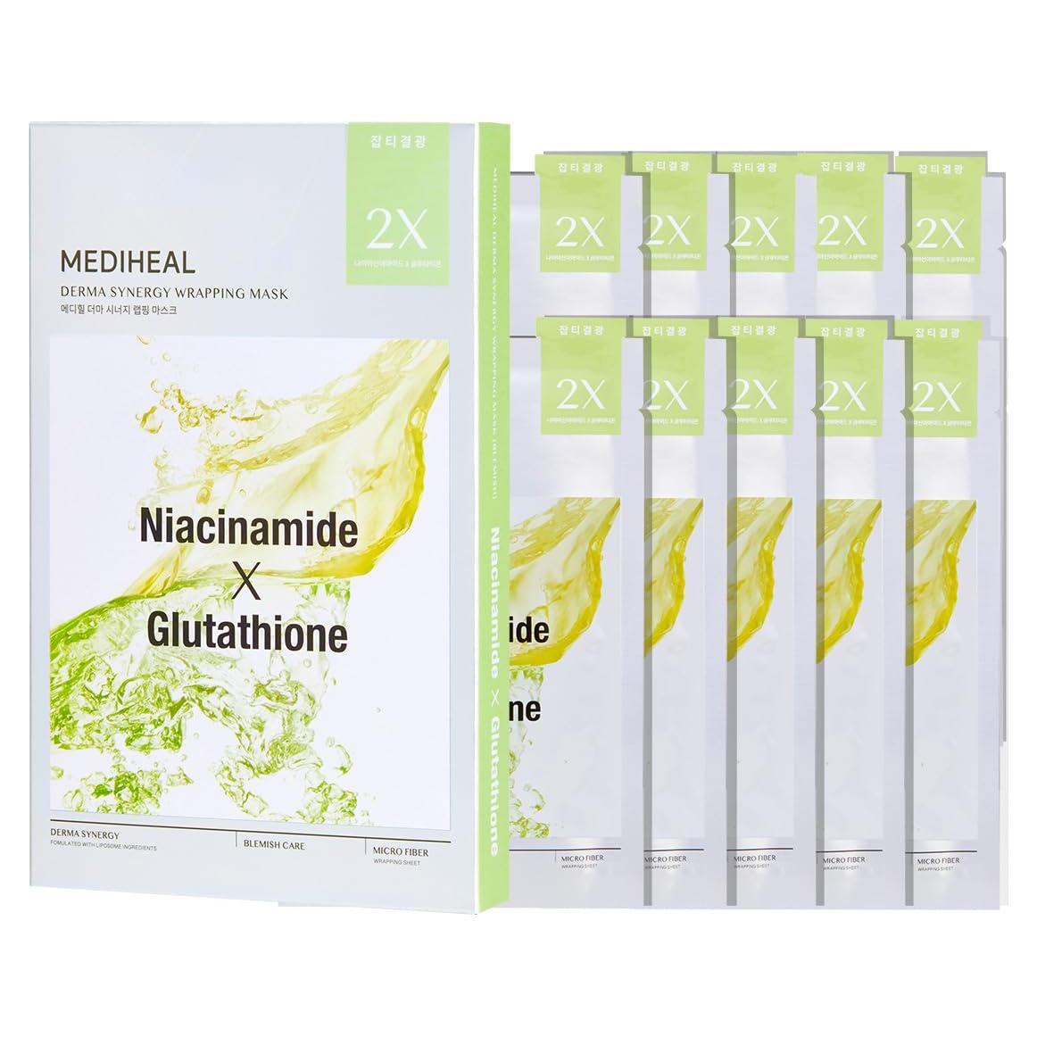 Mascarilla Mediheal Derma Synergy Wrapping 10 Paquetes - Cuidado de Imperfecciones con Niacinamida y Glutatión