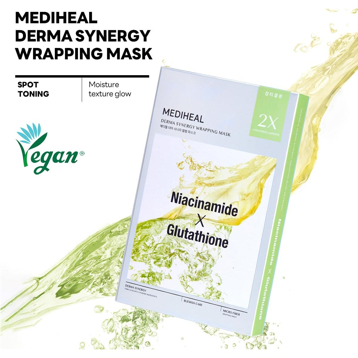 Mascarilla Mediheal Derma Synergy Wrapping 10 Paquetes - Cuidado de Imperfecciones con Niacinamida y Glutatión