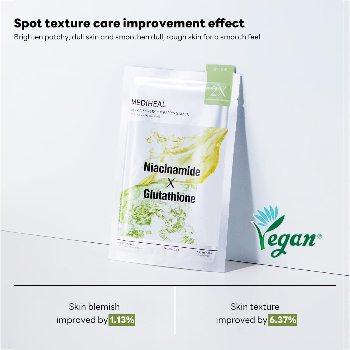 Mascarilla Mediheal Derma Synergy Wrapping 10 Paquetes - Cuidado de Imperfecciones con Niacinamida y Glutatión