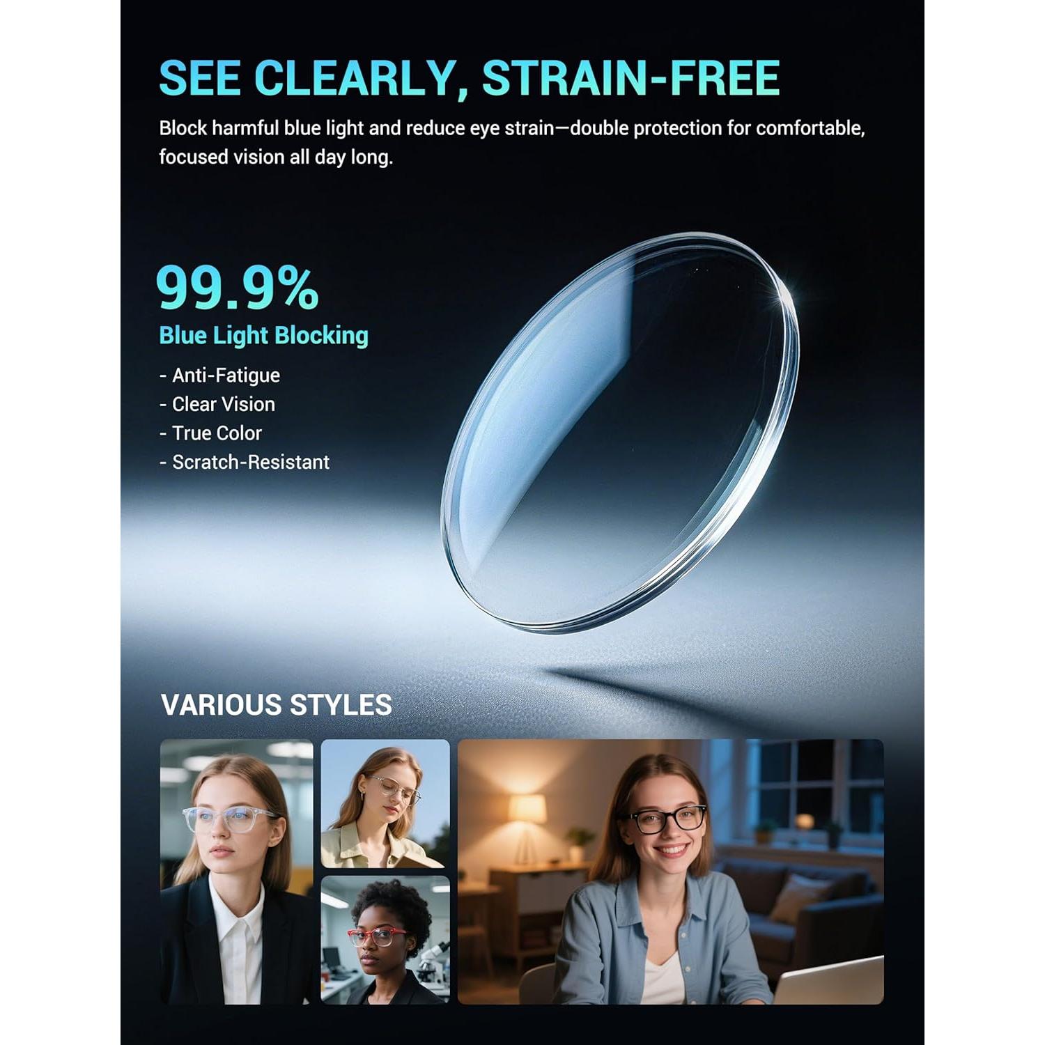 Gafas de bloqueo de luz azul TIJN Olisa unisex - Marco ovalado