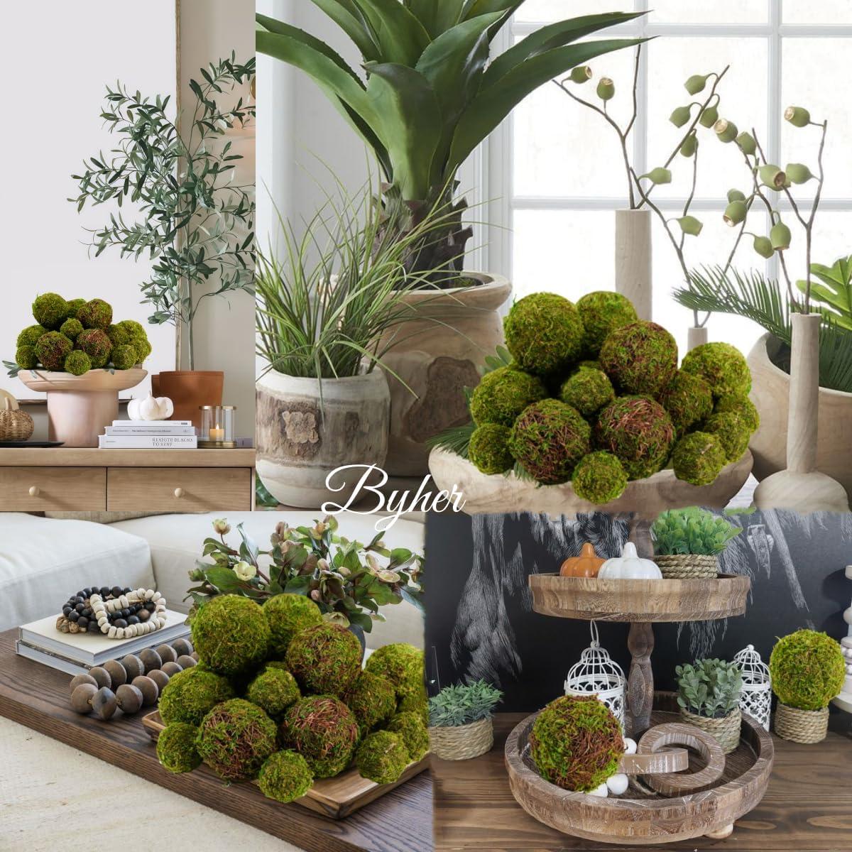 Conjunto de 18 Bolas de Musgo Decorativas BYHER - Rellenos para Tazones
