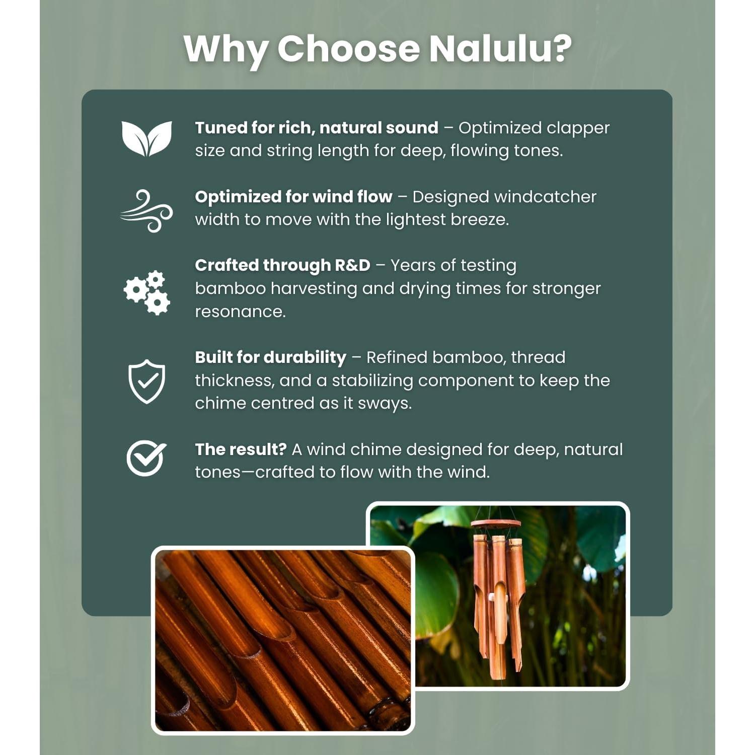 Campana de Viento de Bambú Nalulu Clásica Pequeña 88.9 cm