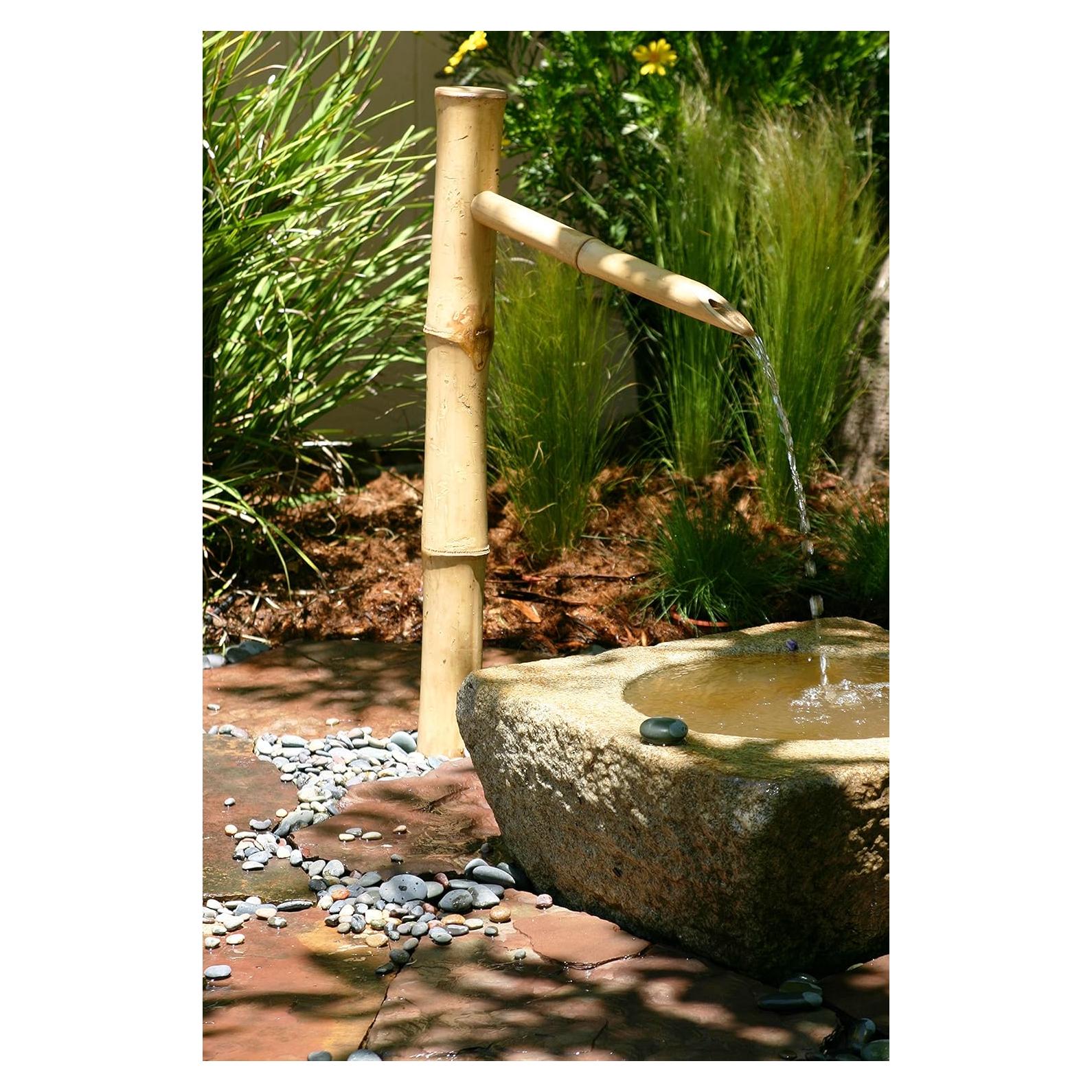 Fuente de Agua Exterior Acentos de Bambú 91.44 cm con Bomba