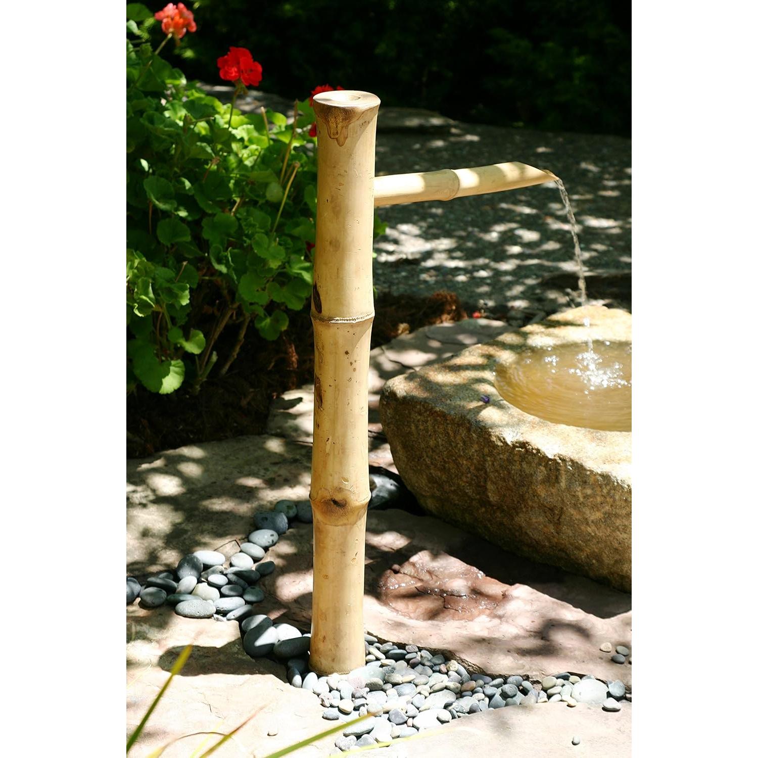 Fuente de Agua Exterior Acentos de Bambú 91.44 cm con Bomba