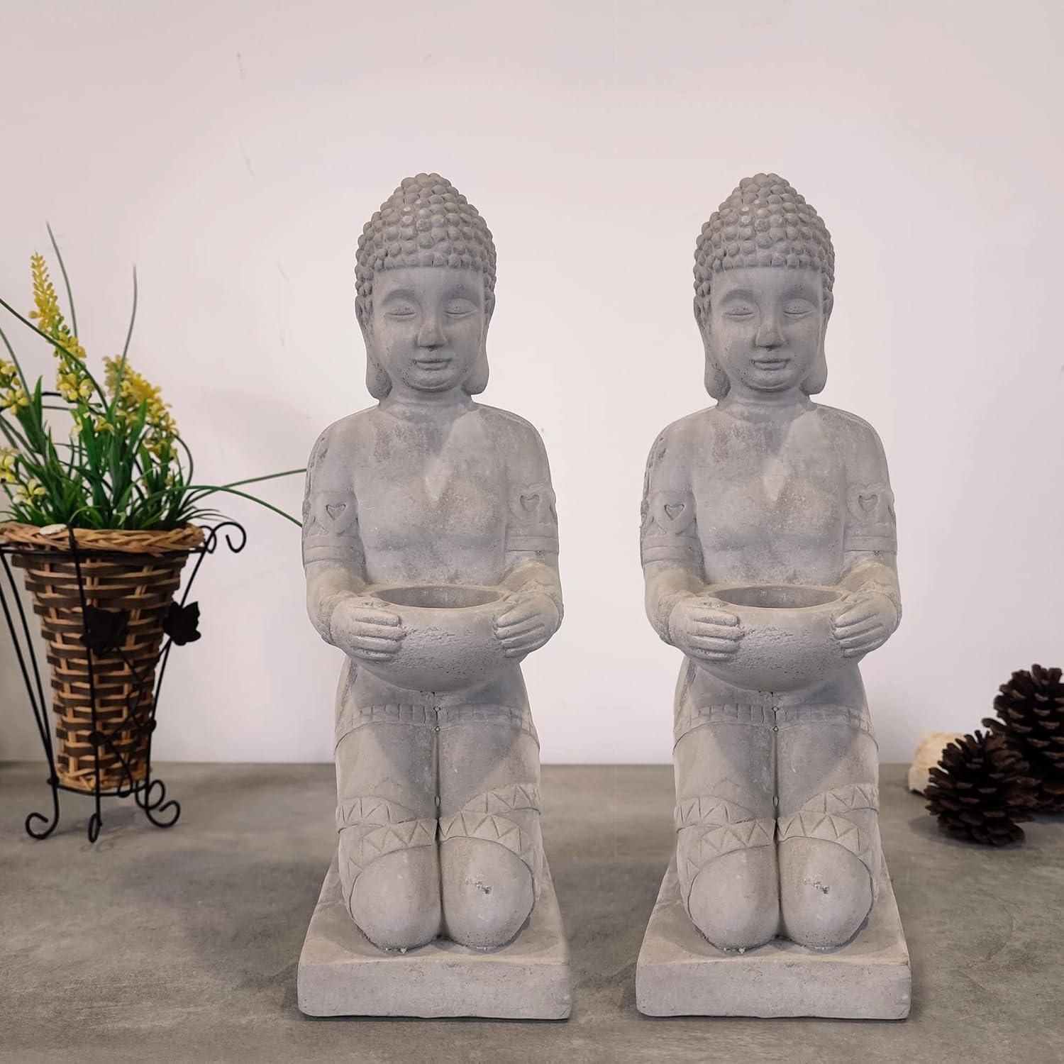 Conjunto de 2 Estatuas de Buda Kante 32.5 cm Decoración Ecológica
