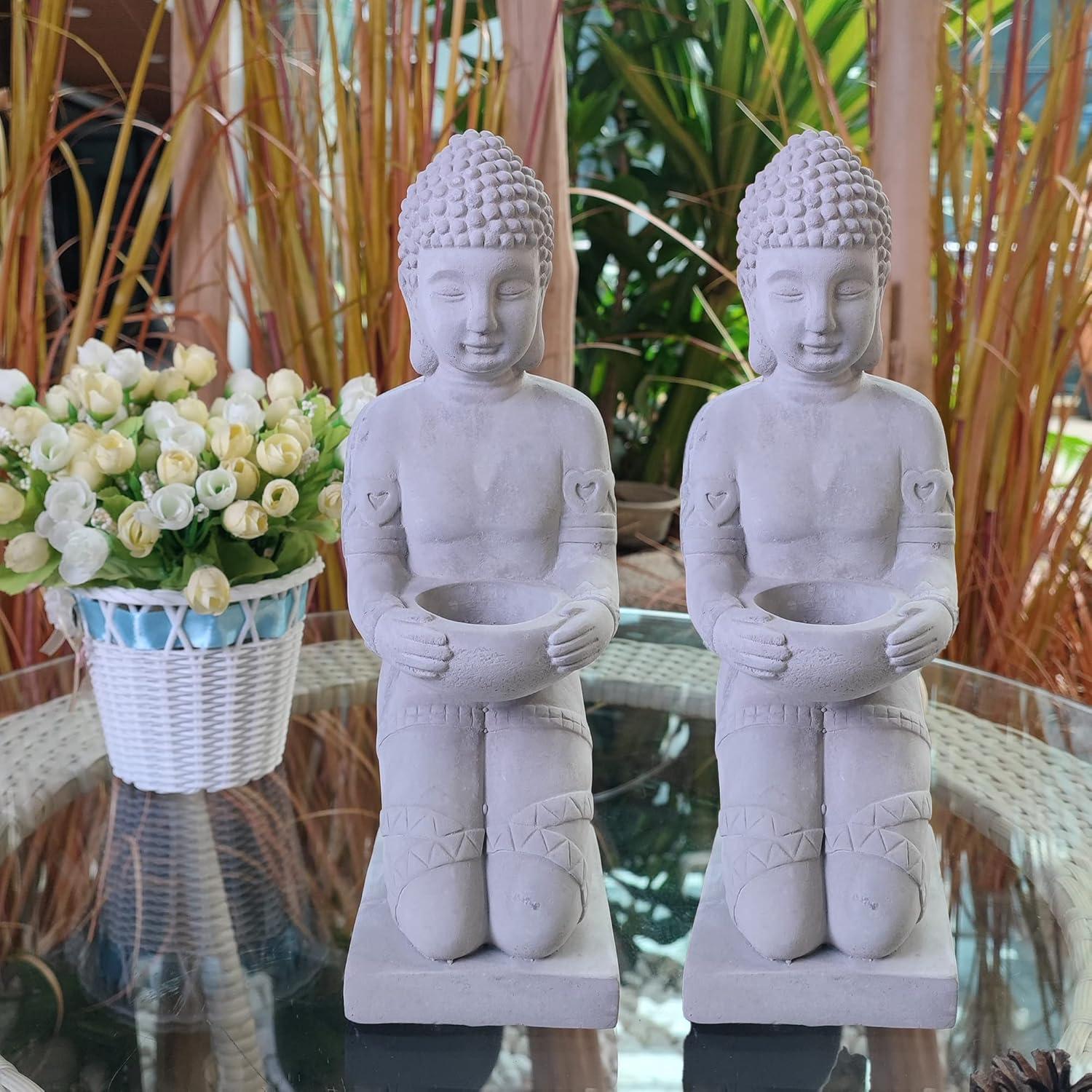 Conjunto de 2 Estatuas de Buda Kante 32.5 cm Decoración Ecológica