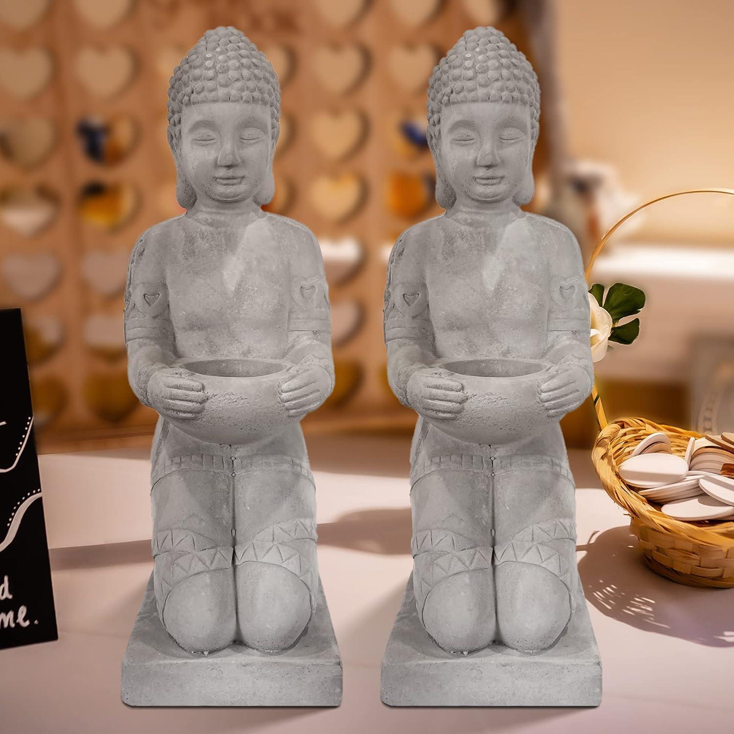 Conjunto de 2 Estatuas de Buda Kante 32.5 cm Decoración Ecológica