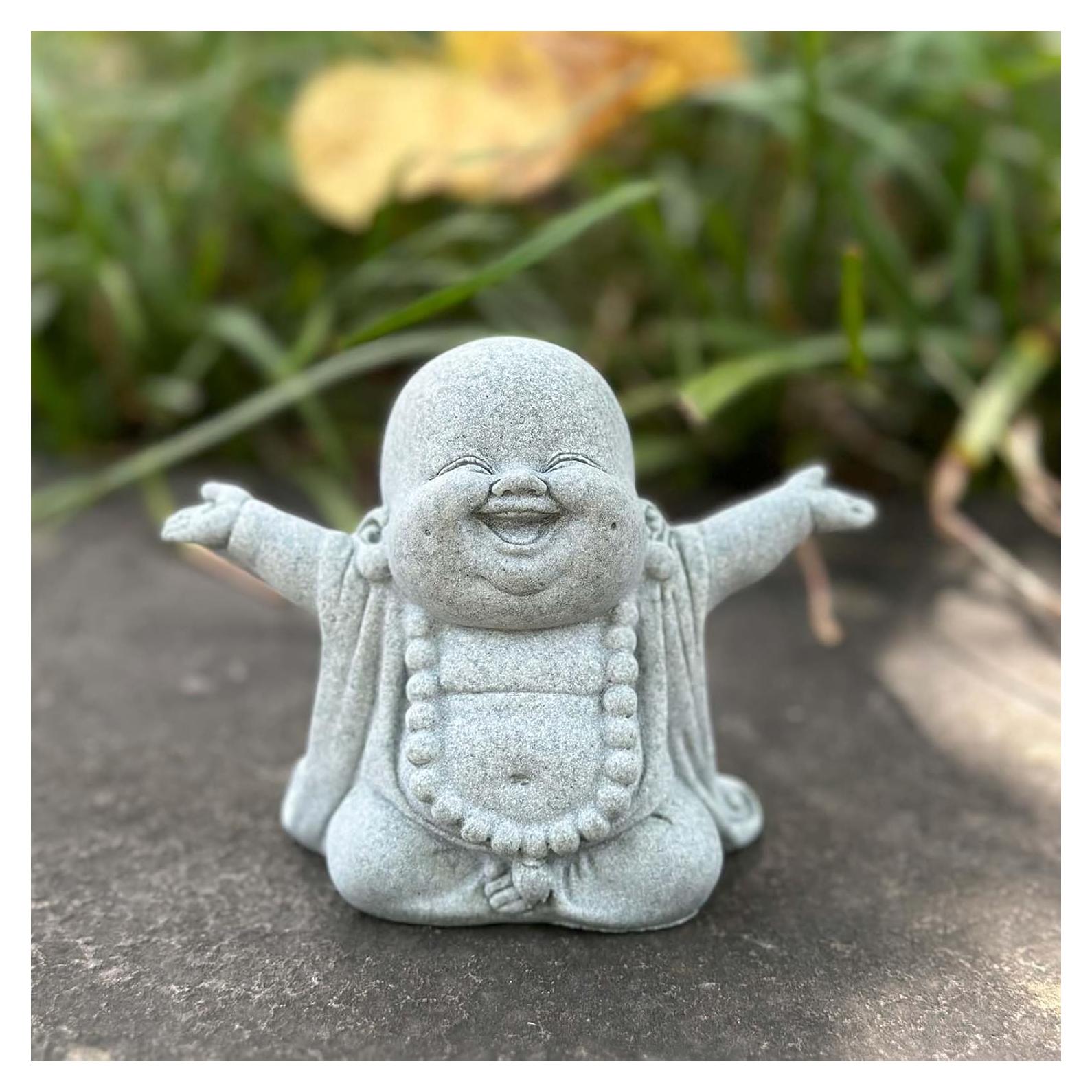 Estatua de Buda Risueño de Arenisca 10.32x5.51x8 cm