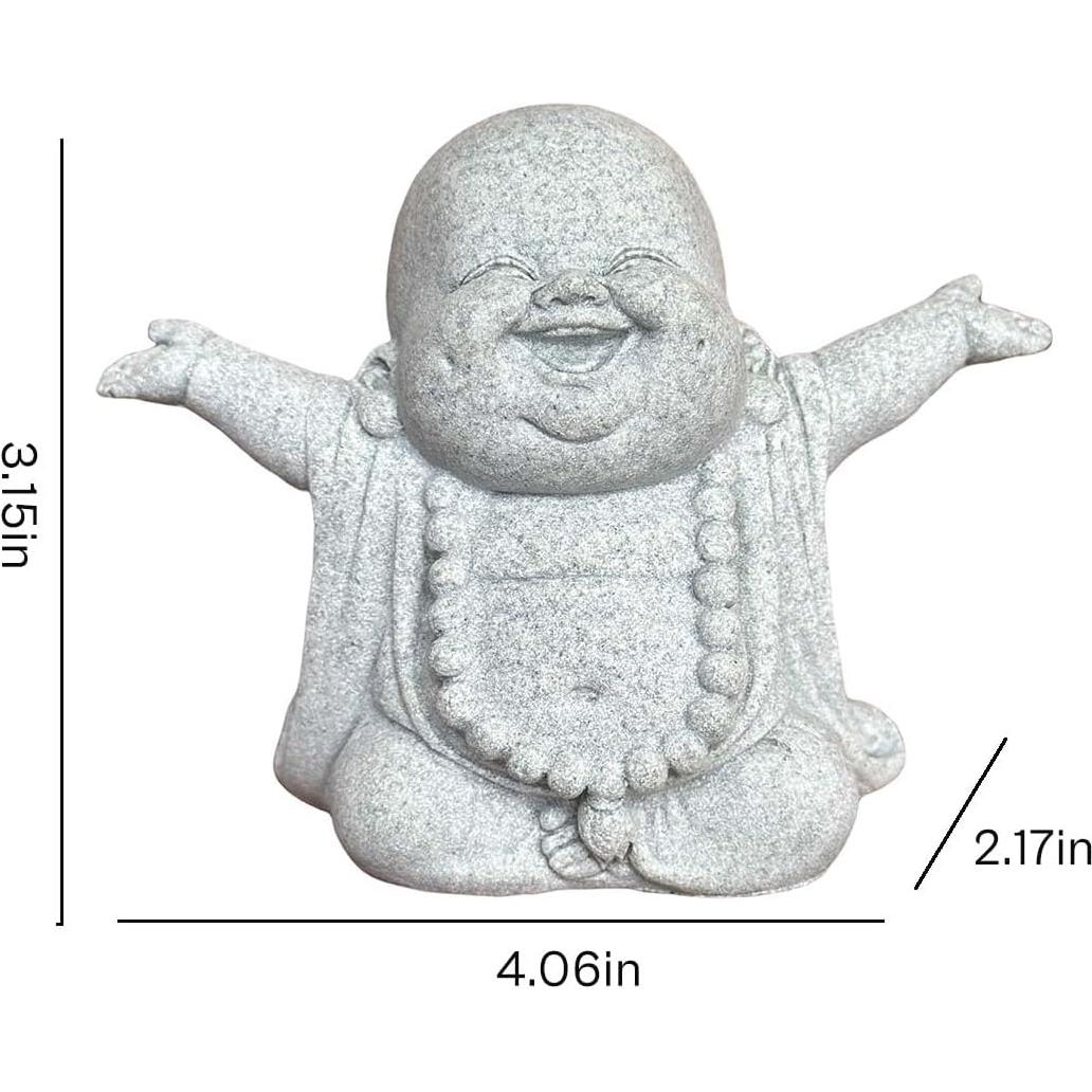 Estatua de Buda Risueño de Arenisca 10.32x5.51x8 cm