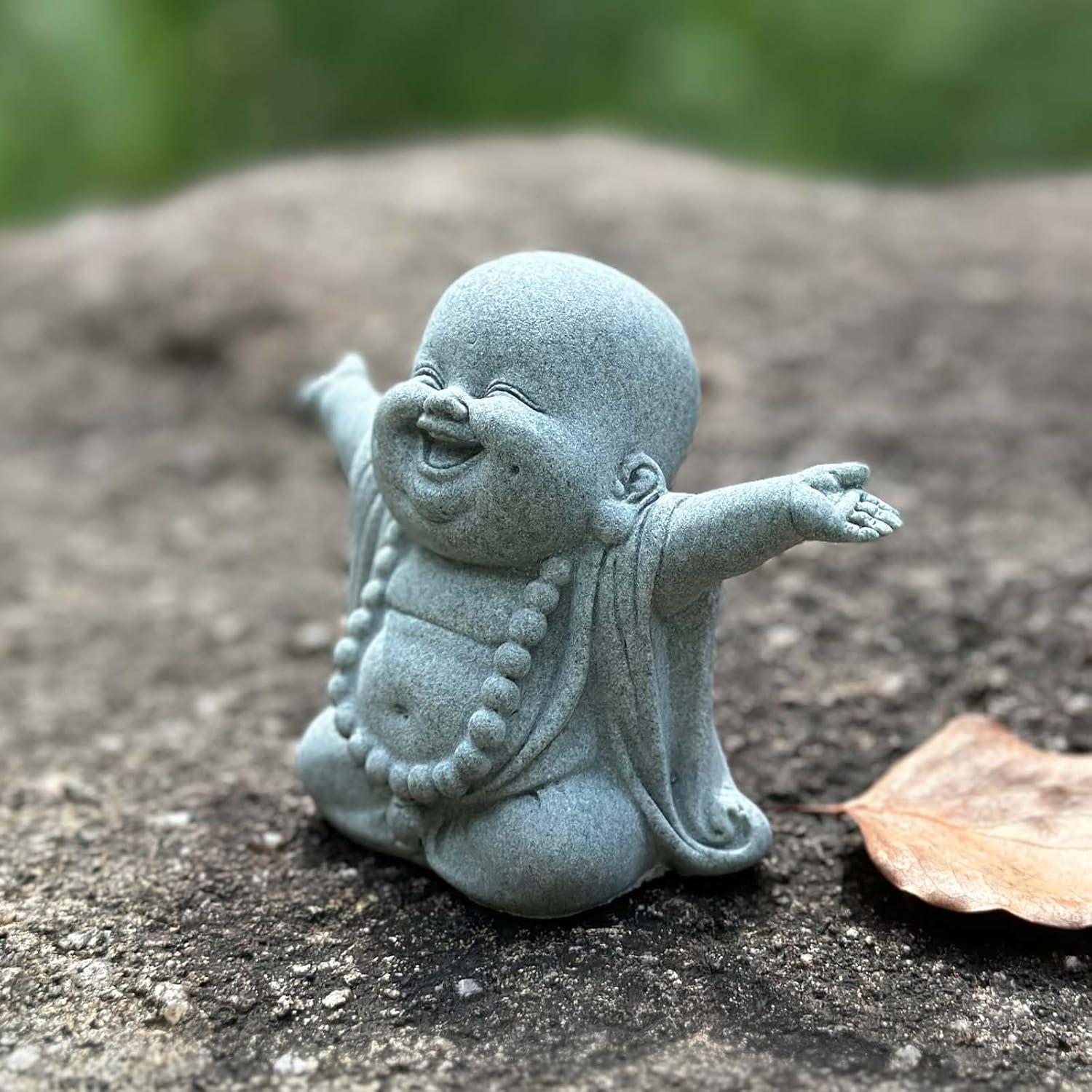 Estatua de Buda Risueño de Arenisca 10.32x5.51x8 cm