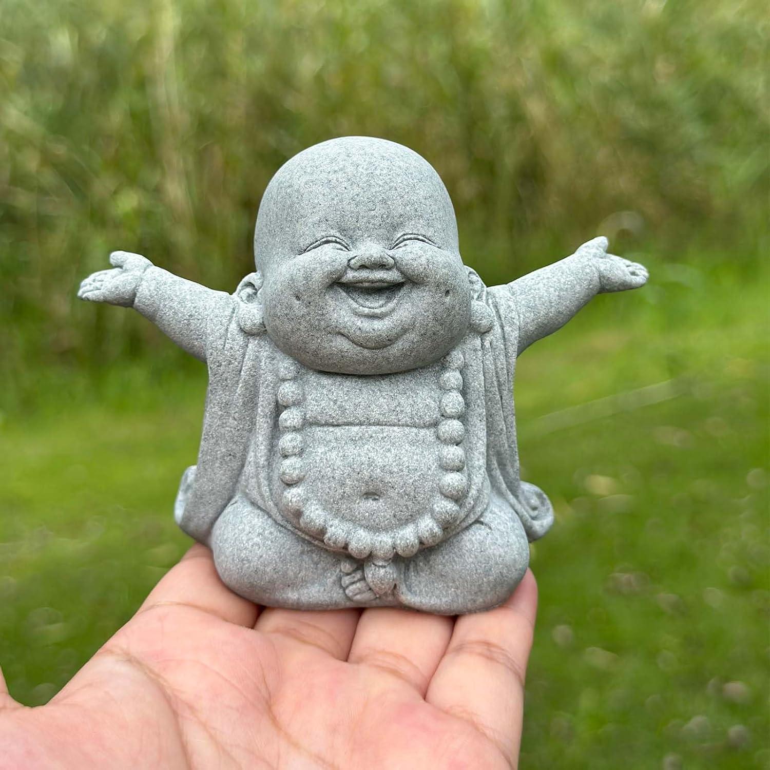 Estatua de Buda Risueño de Arenisca 10.32x5.51x8 cm