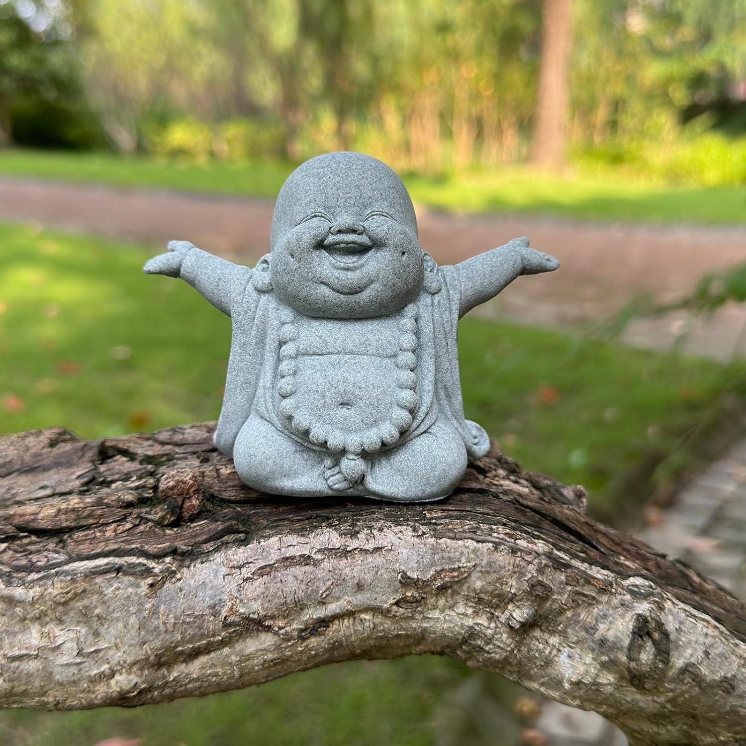 Estatua de Buda Risueño de Arenisca 10.32x5.51x8 cm