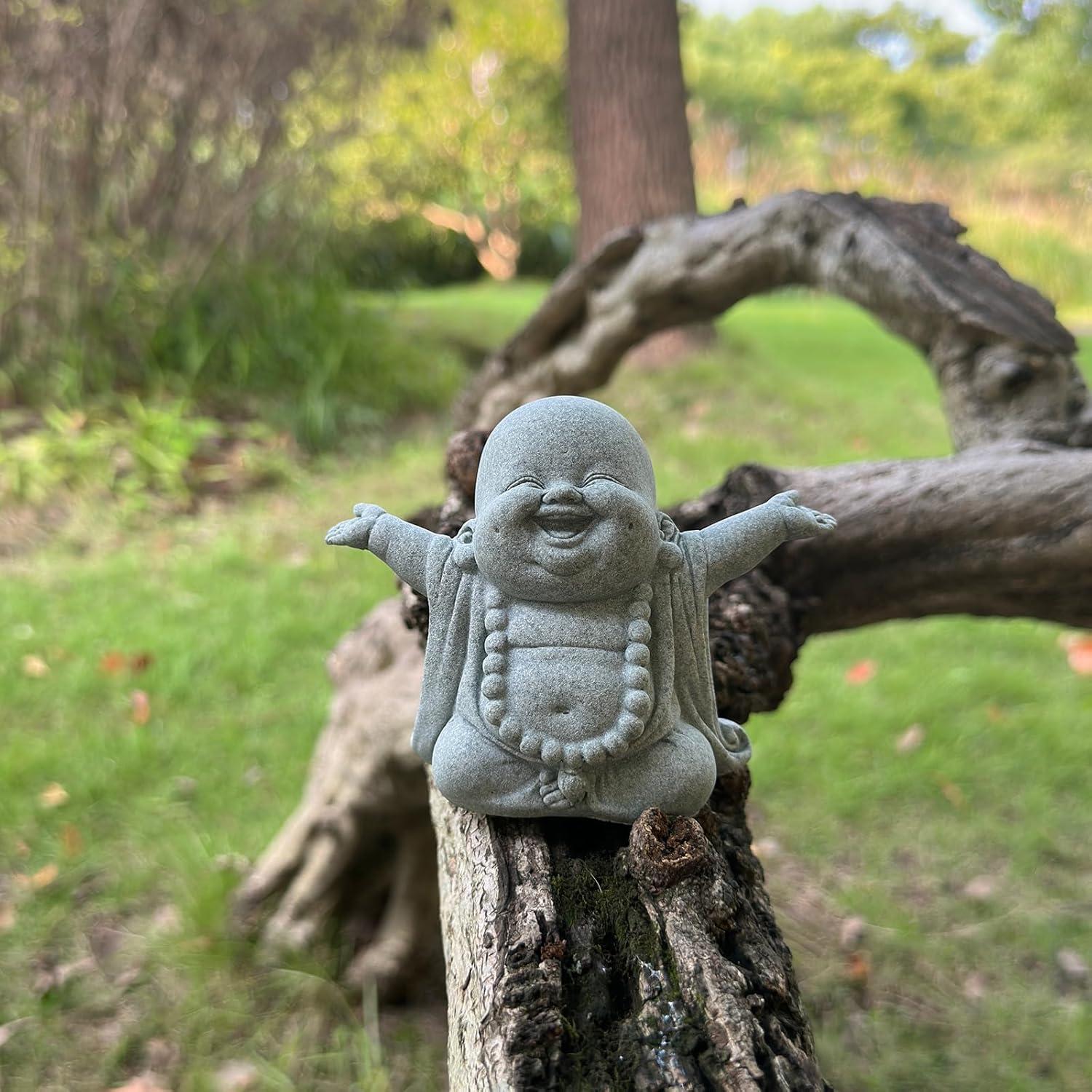 Estatua de Buda Risueño de Arenisca 10.32x5.51x8 cm