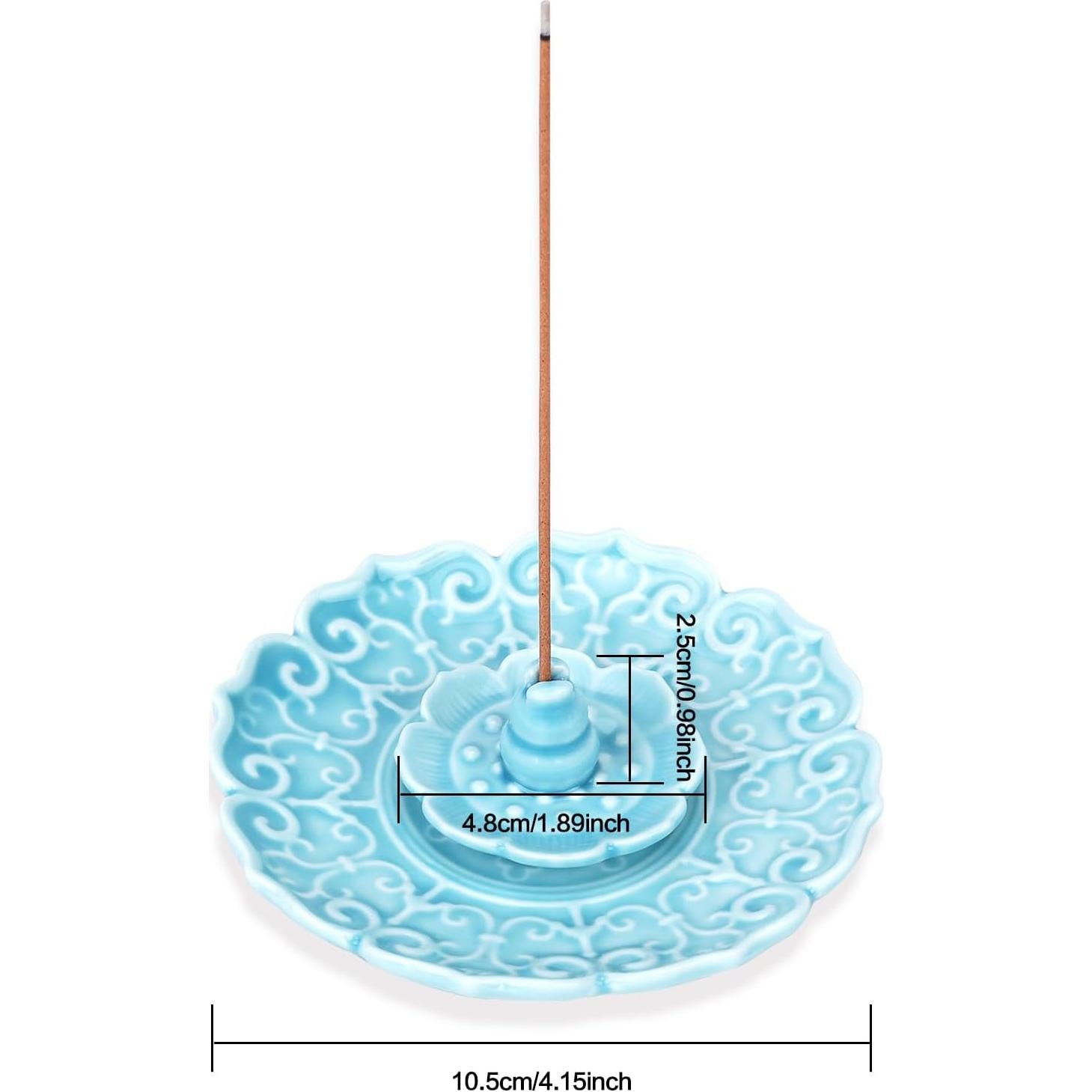 Soporte de Incienso de Cerámica Loto WEWAYSMILE Azul 10.55 cm