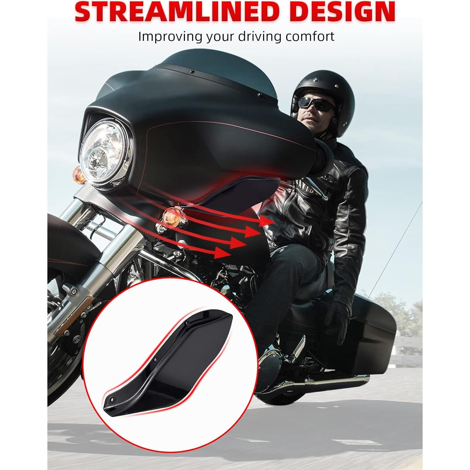 Deflectores de aire de carenado negro Amazicha para Harley 1996-2013