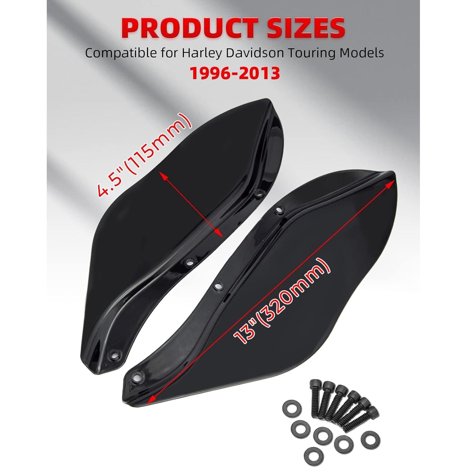 Deflectores de aire de carenado negro Amazicha para Harley 1996-2013