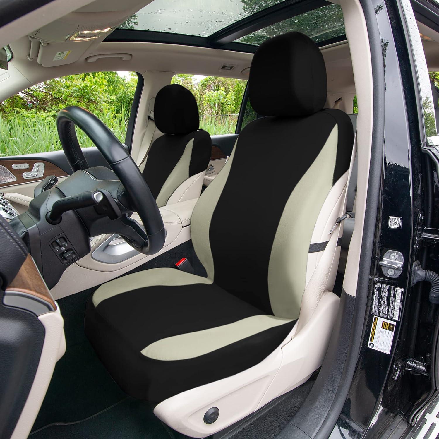 Cubiertas de Asiento de Automóvil TLH Juego Completo Beige Negro
