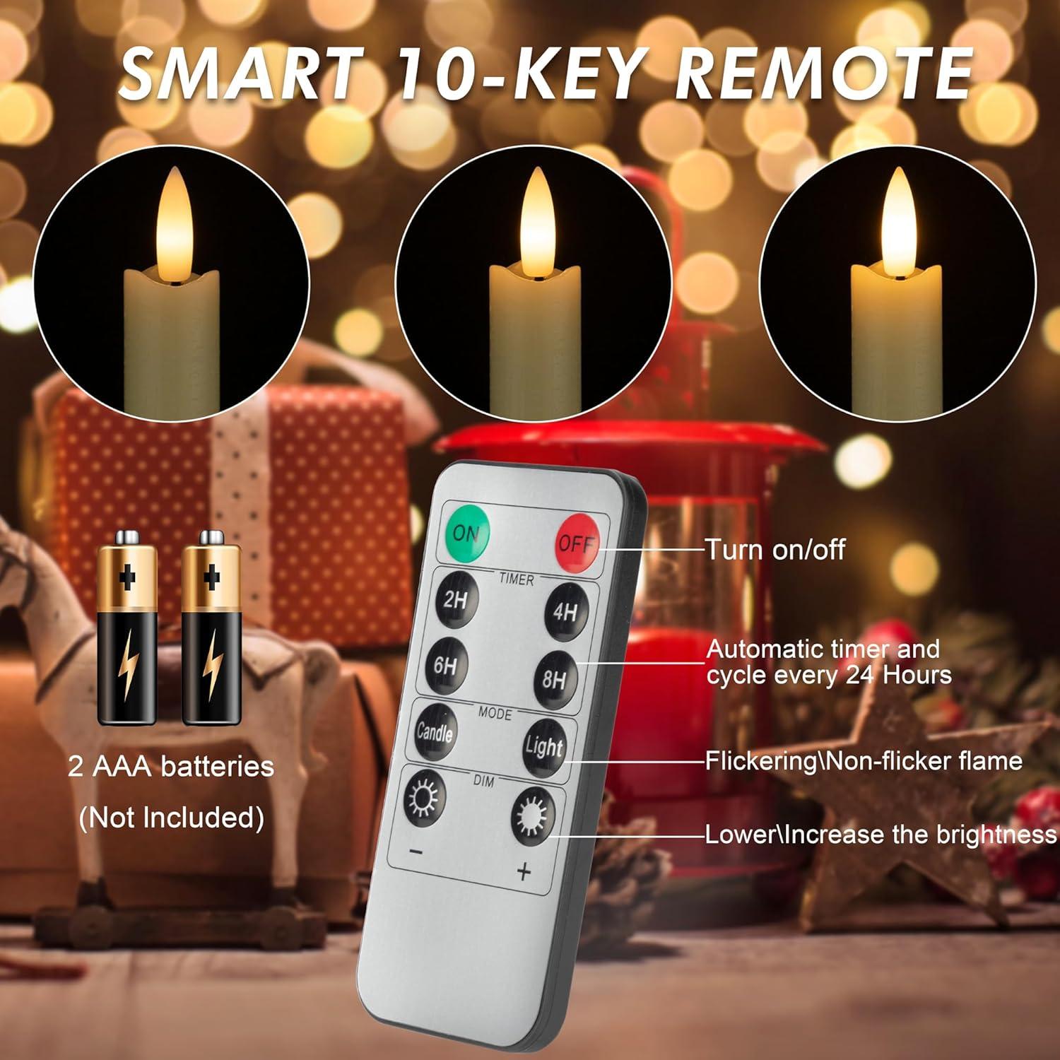 Velas LED Sin Llama AFINETH 24.4 cm con Control Remoto - Paquete de 6