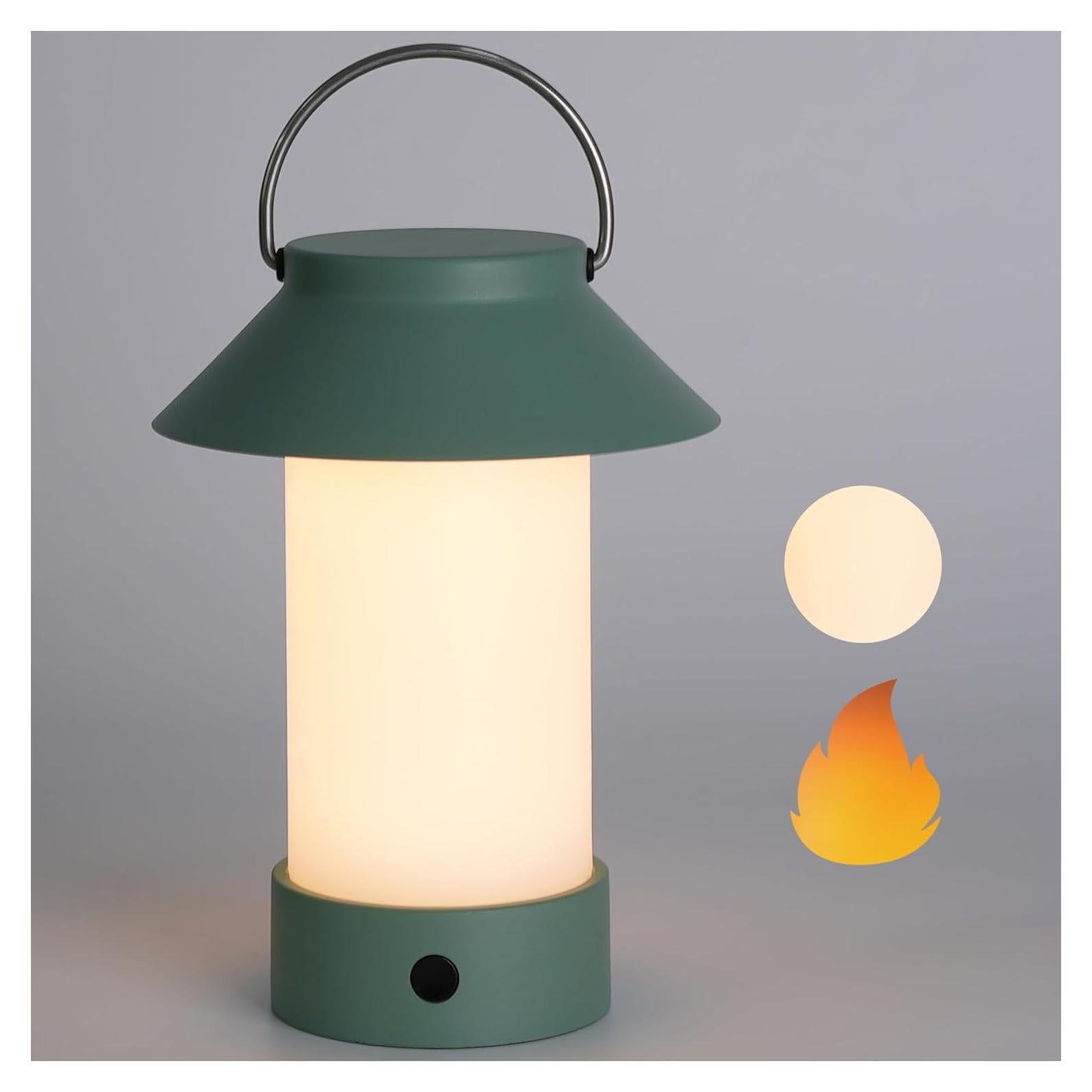 Lámpara de Mesa Inalámbrica Recargable Verde 4000mAh Efecto Llama