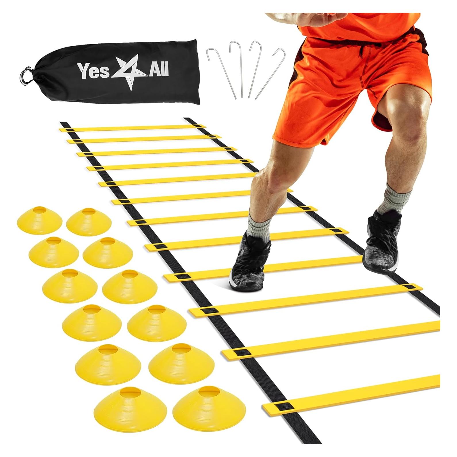 Escalera de Agilidad Yes4All Amarillo 12 Peldaños + Conos