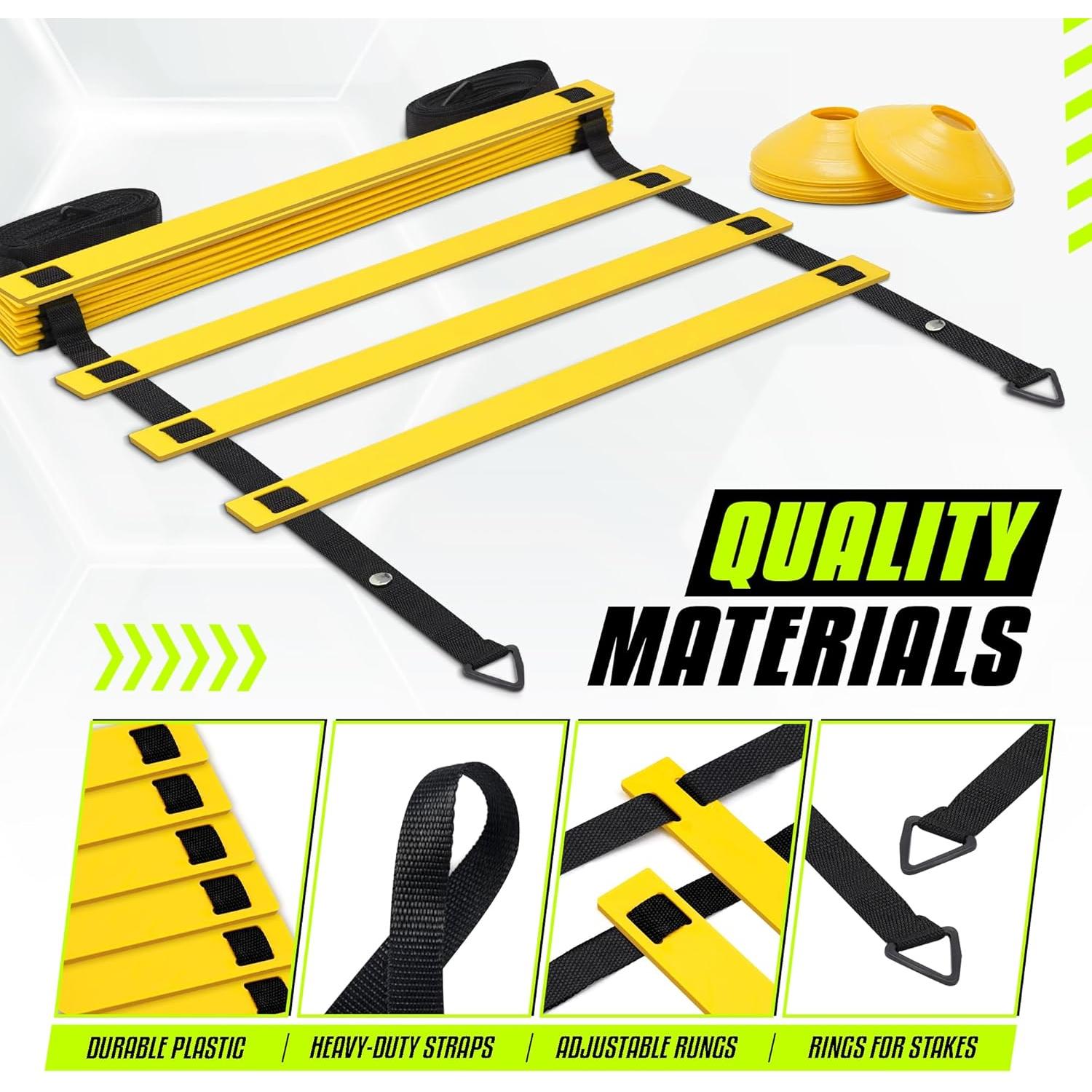 Escalera de Agilidad Yes4All Amarillo 12 Peldaños + Conos