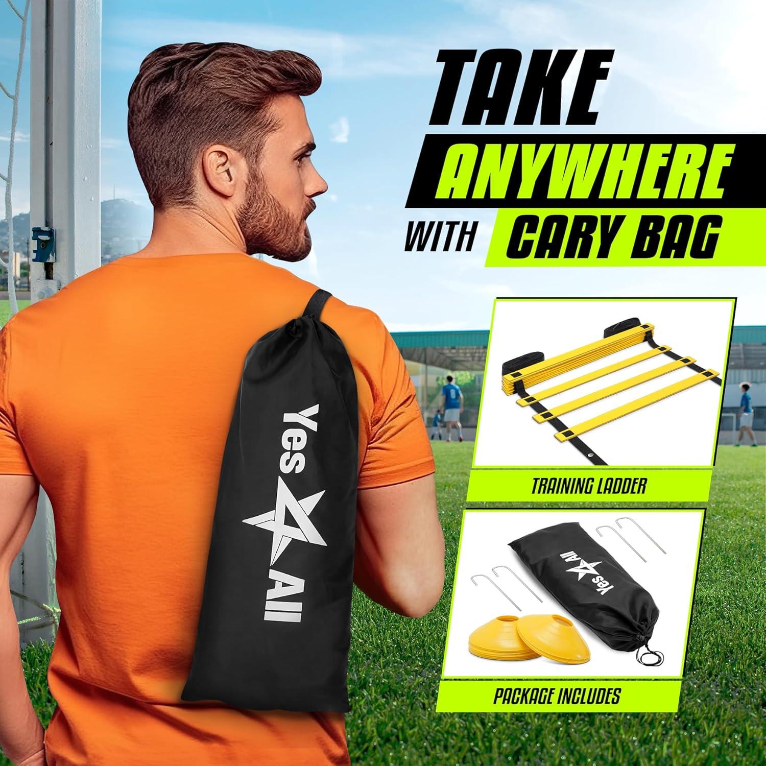 Escalera de Agilidad Yes4All Amarillo 12 Peldaños + Conos