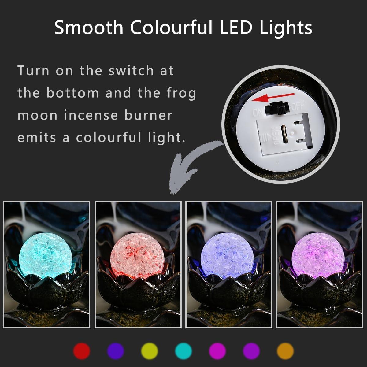 Quemador de Incienso de Cerámica ChangWanna Rana Azul con 45 Varitas y 10 Conos