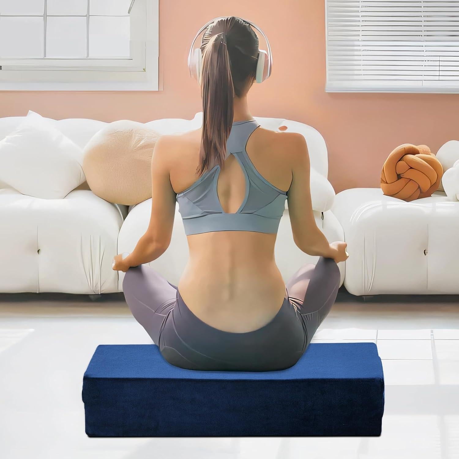 Almohada de Yoga GOFORIT 67.3x24.1x15.2 cm Azul Oscuro