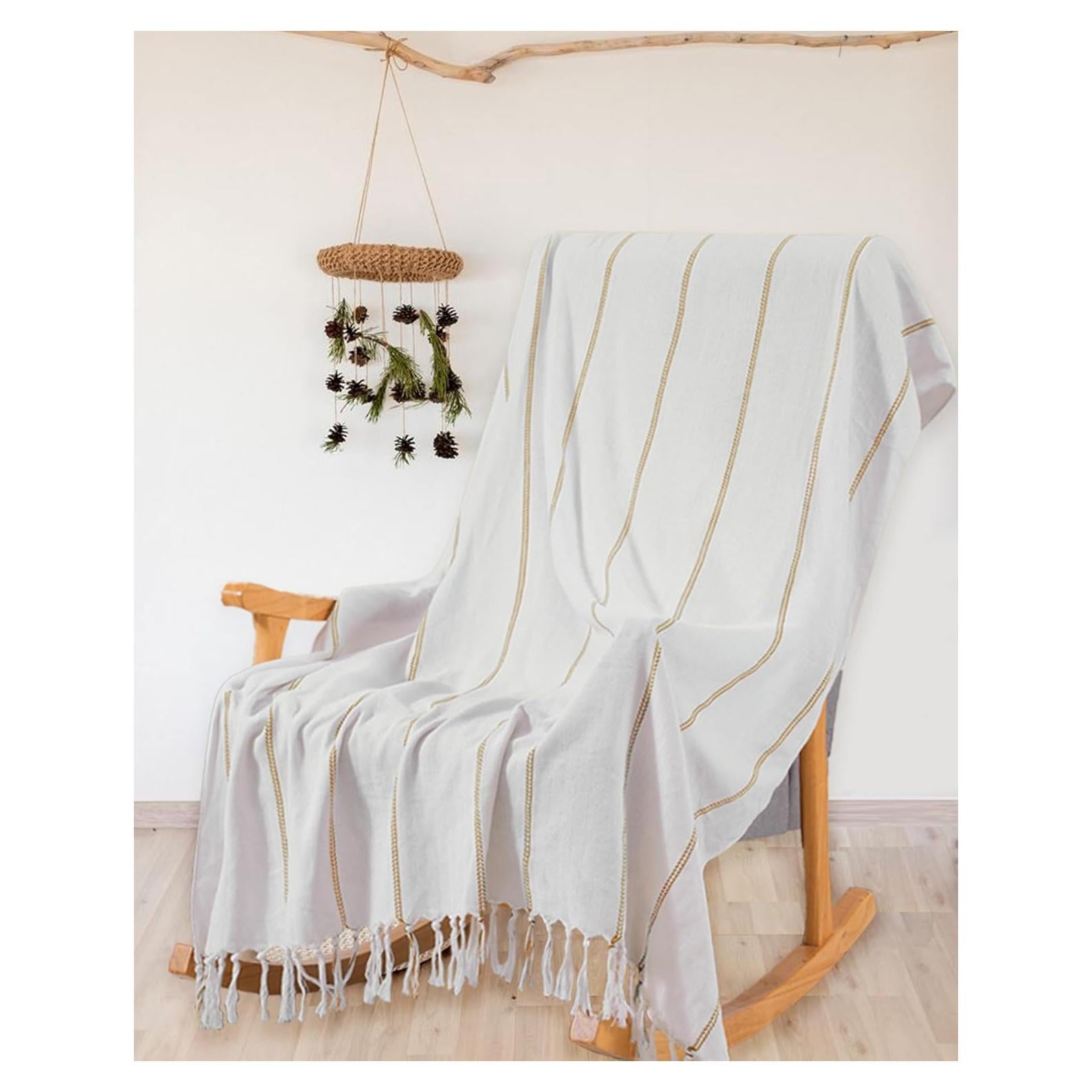 Genovega Beige Throw Blanket Bedroom Living Room Accessories Sofa Couch Chair Essential Bohmian Aztec African Southwest Neutral White Fall Antique Vintage French Country Primitive Cottage Nursery