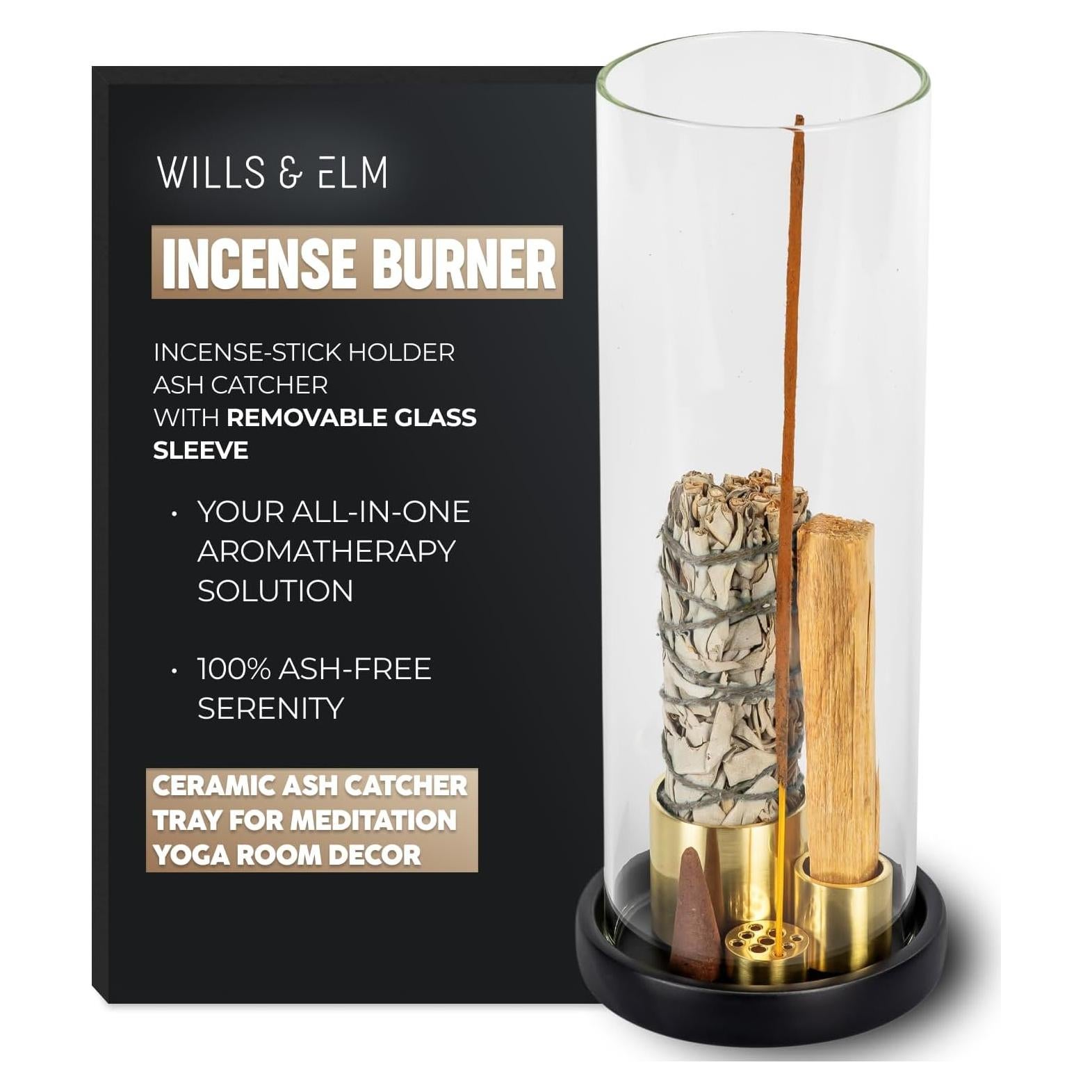 Quemador de Incienso Cerámico Wills and Elm Trio Negro 4 en 1