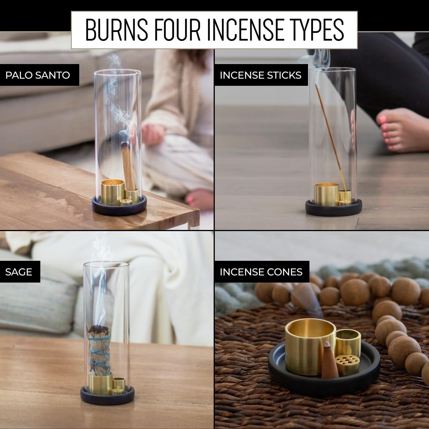 Quemador de Incienso Cerámico Wills and Elm Trio Negro 4 en 1