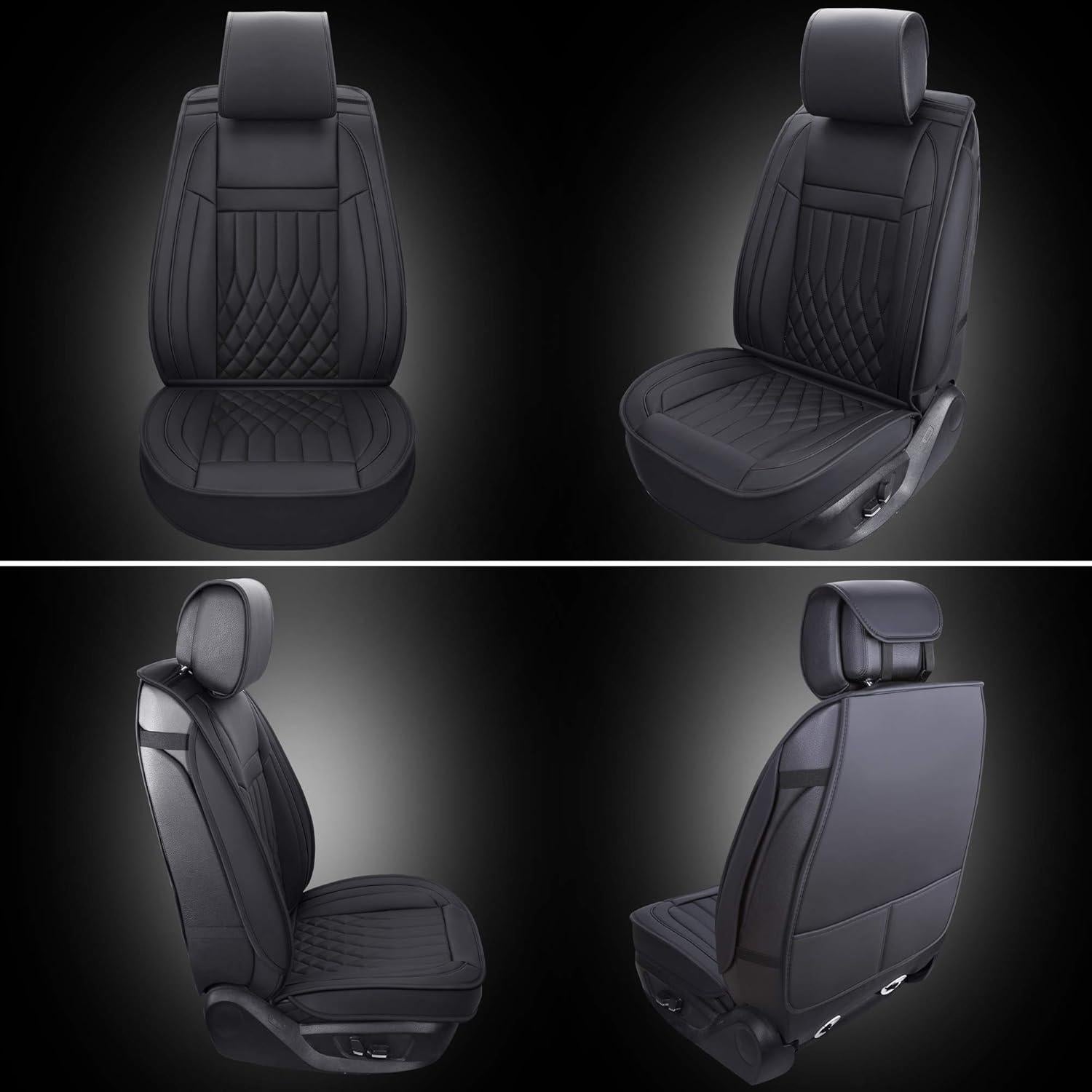Fundas de Asiento de Coche Aierxuan 2PCS Frontal Negro Impermeable