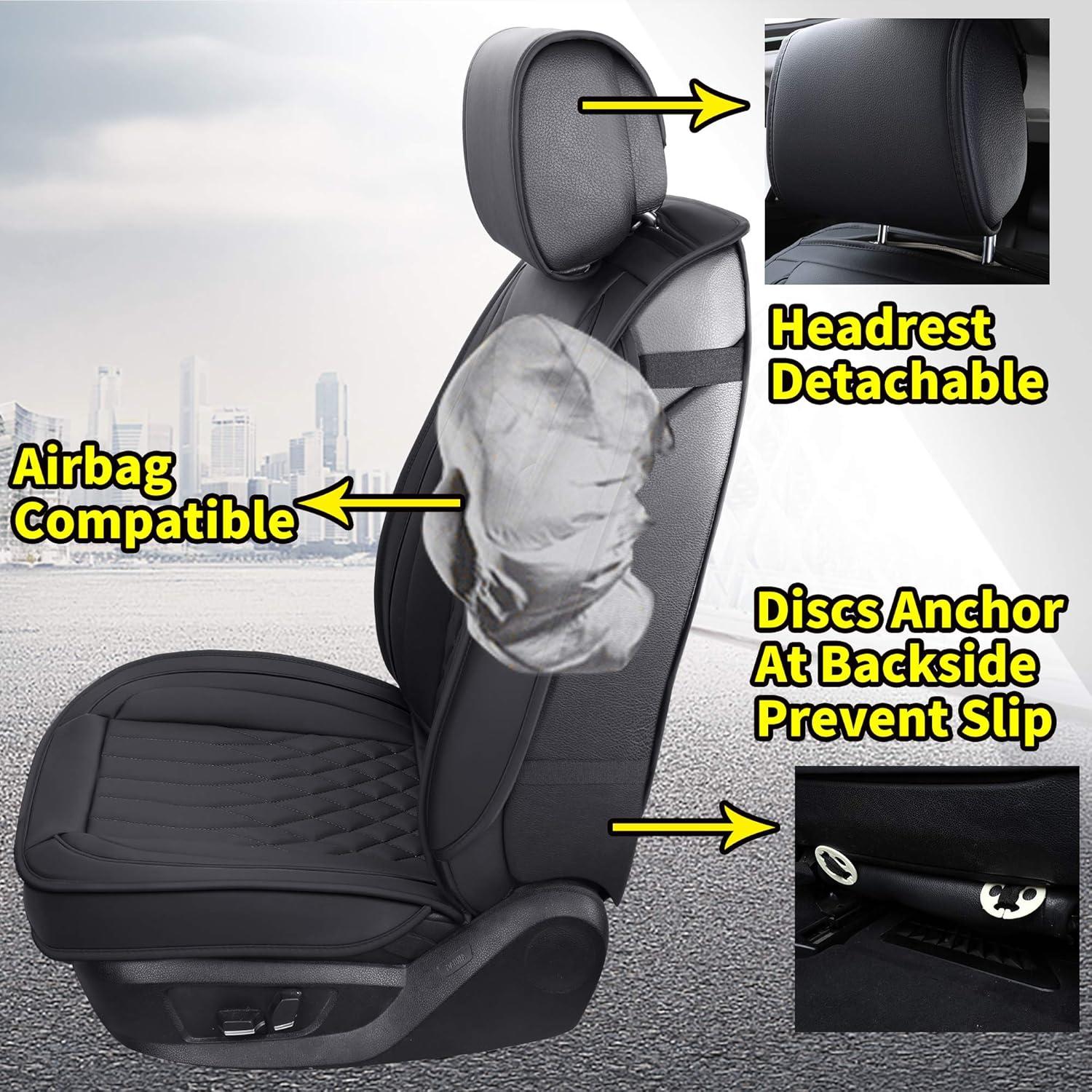 Fundas de Asiento de Coche Aierxuan 2PCS Frontal Negro Impermeable