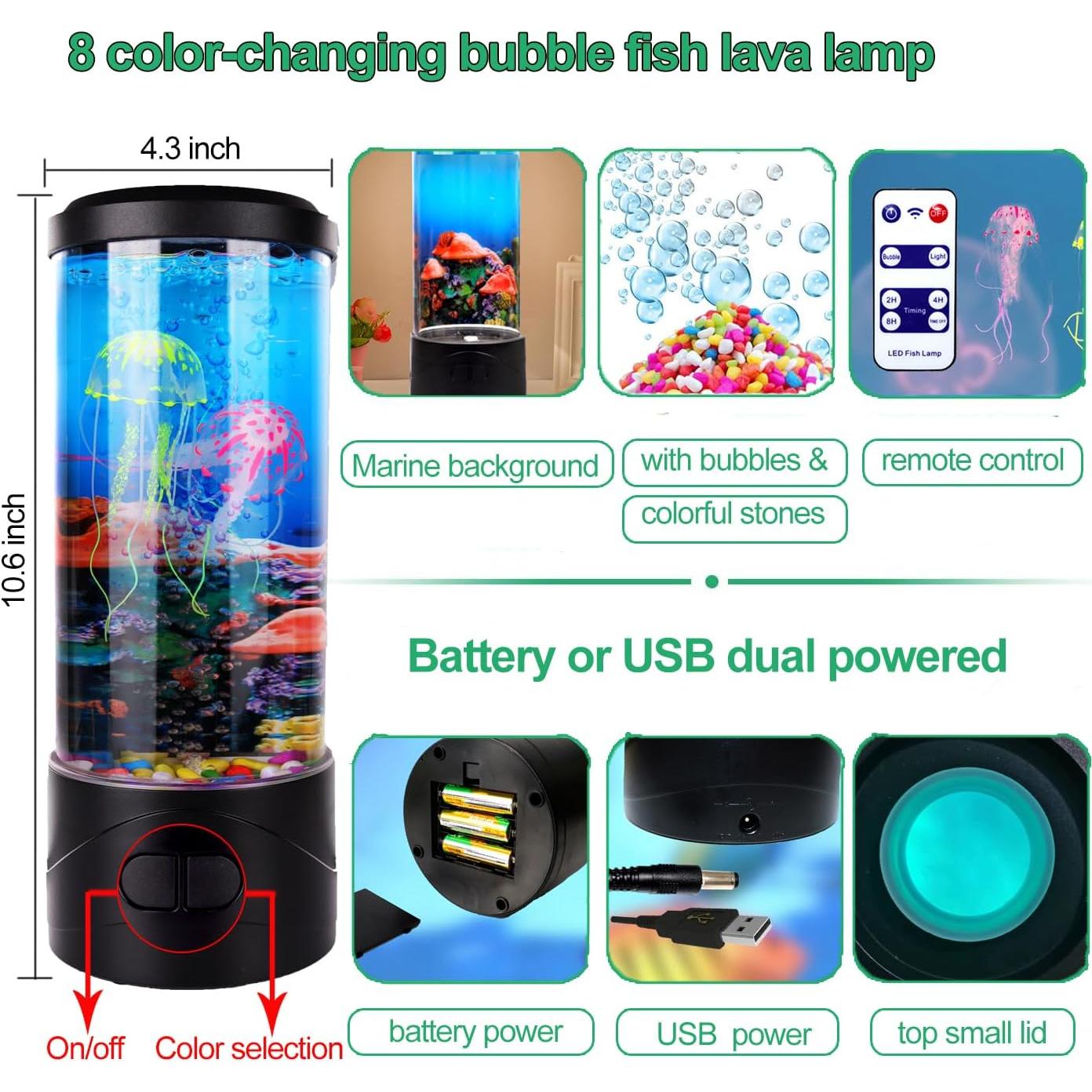 Lámpara de Medusas Burbujeantes Toycol LED 8 Colores 26.9cm