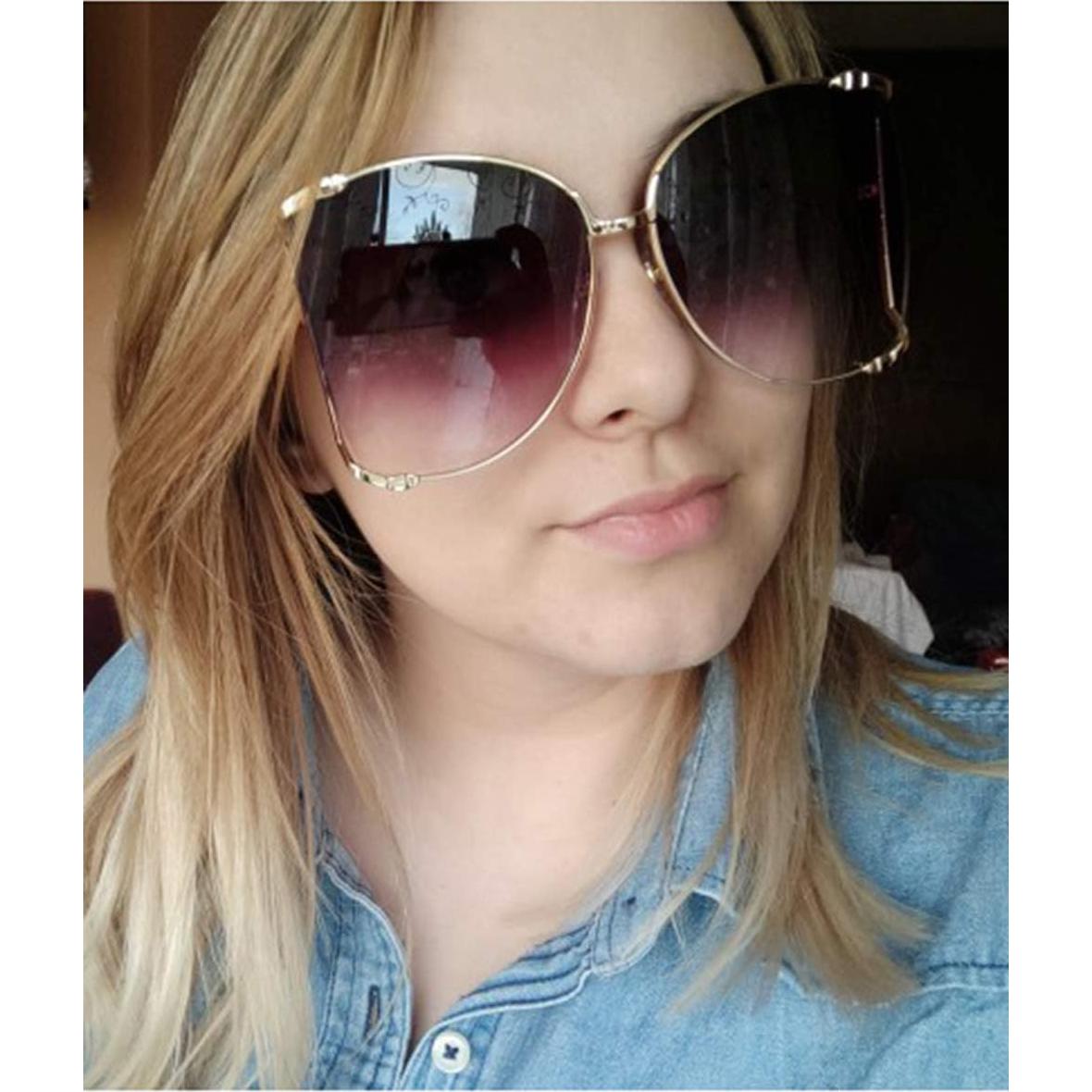 Gafas de sol oversized para mujer con perlas y marco metálico