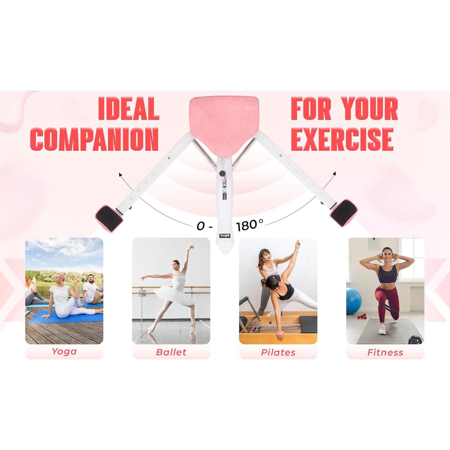 Máquina de Estiramiento de Piernas Yes4All 150kg Ajustable Rosa